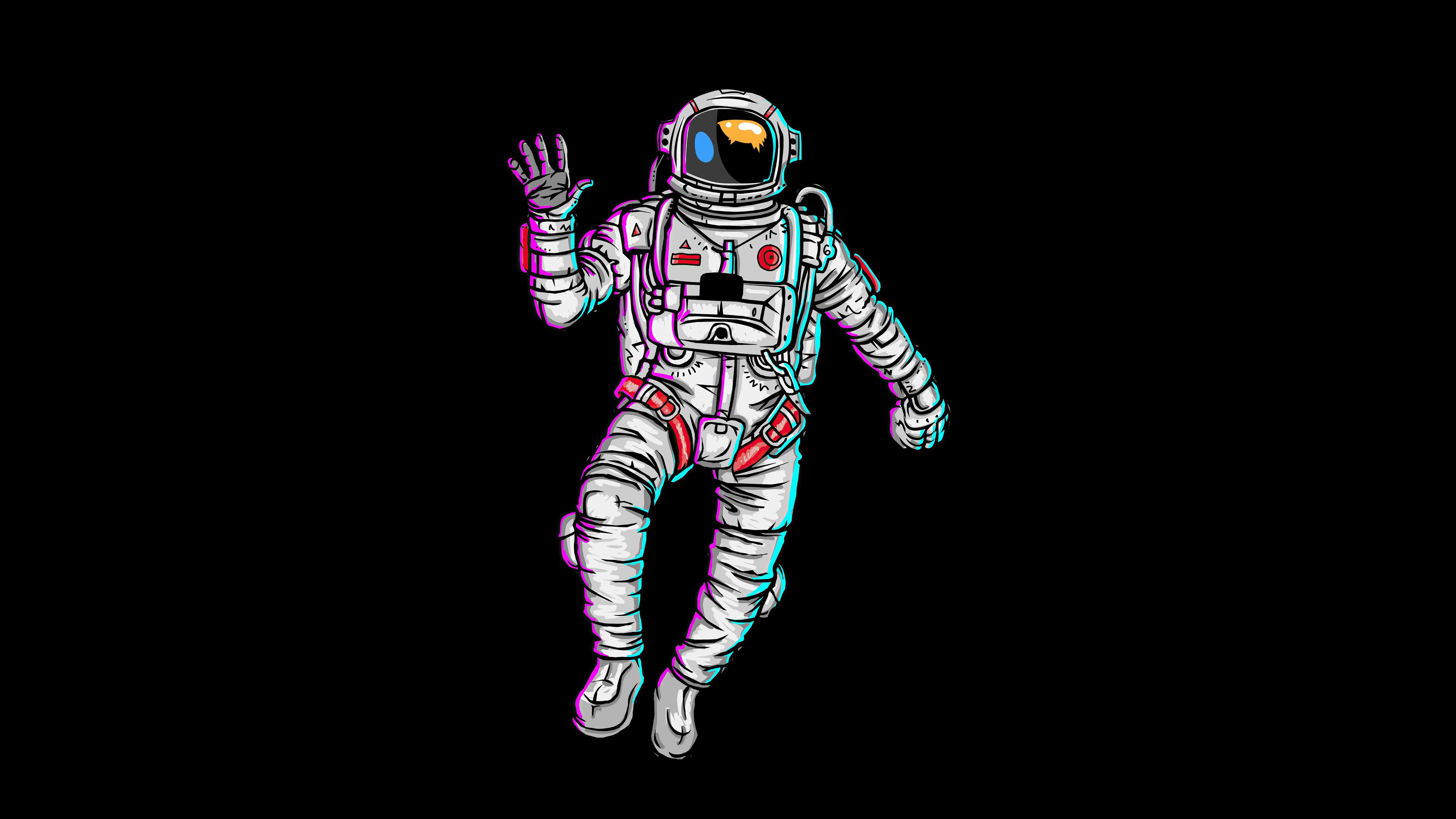 Astronaut Waving Hand Minimal 4k, HD .hdqwalls.com