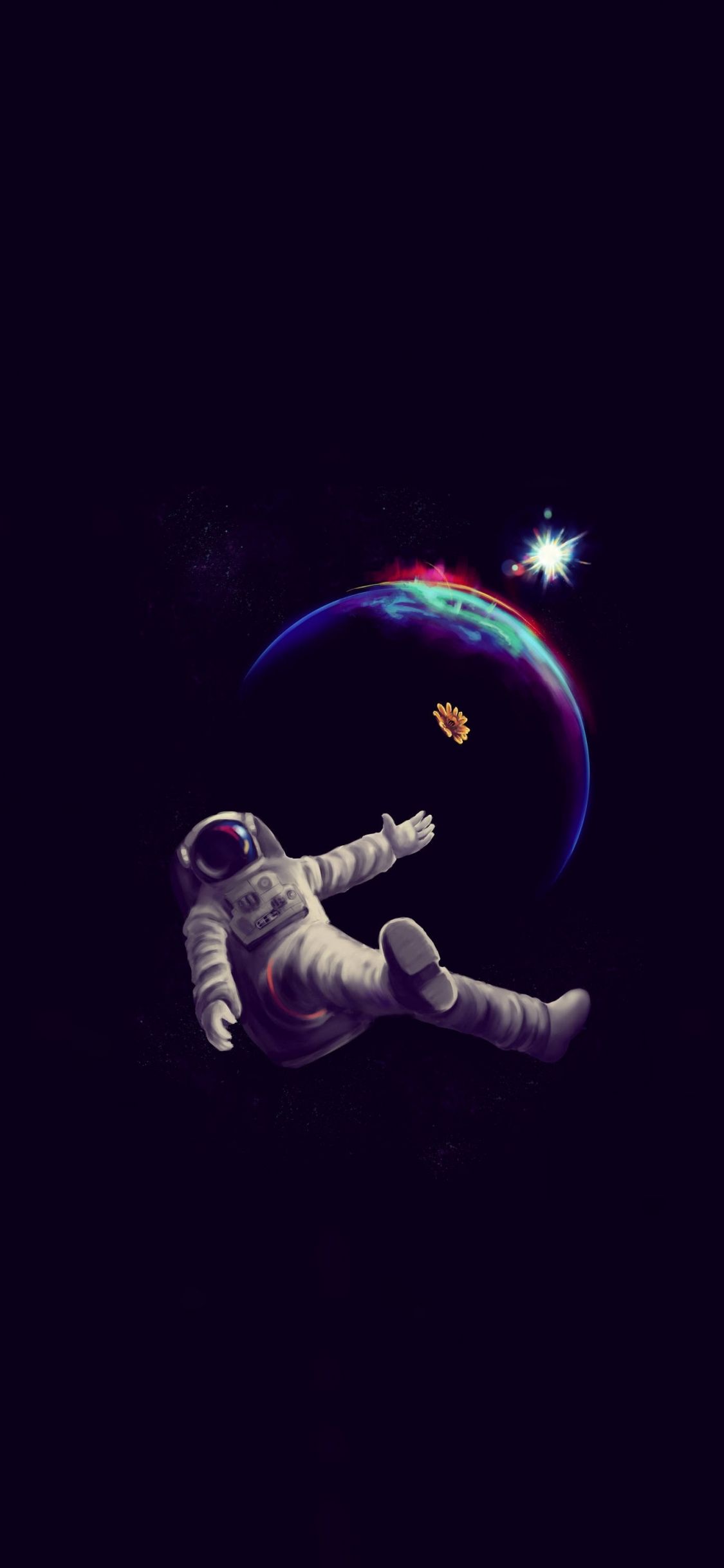 Download 1125x2436 wallpaper planet, astronaut, dark, minimal, iphone x 1125x2436 HD image, background, 17612