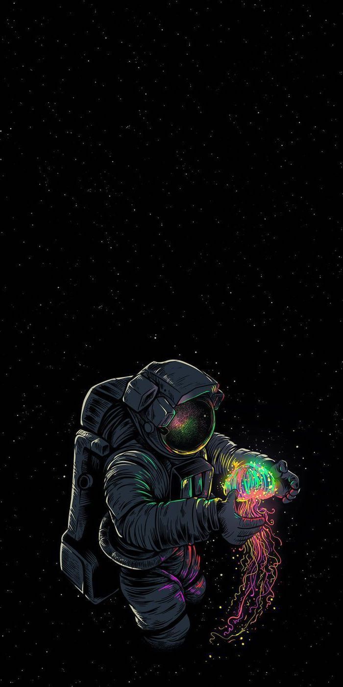 Cartoon Image Of Astronaut Holding A Galaxy Glowing Jelly Fish Space Desktop Background Blac. Cool Galaxy Wallpaper, Galaxy Wallpaper, Space Desktop Background