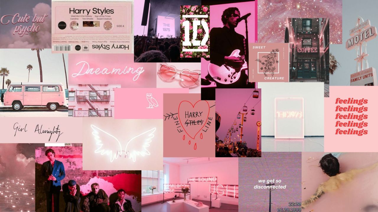 Harry Styles Collage Wallpaper Pink .novocom.top