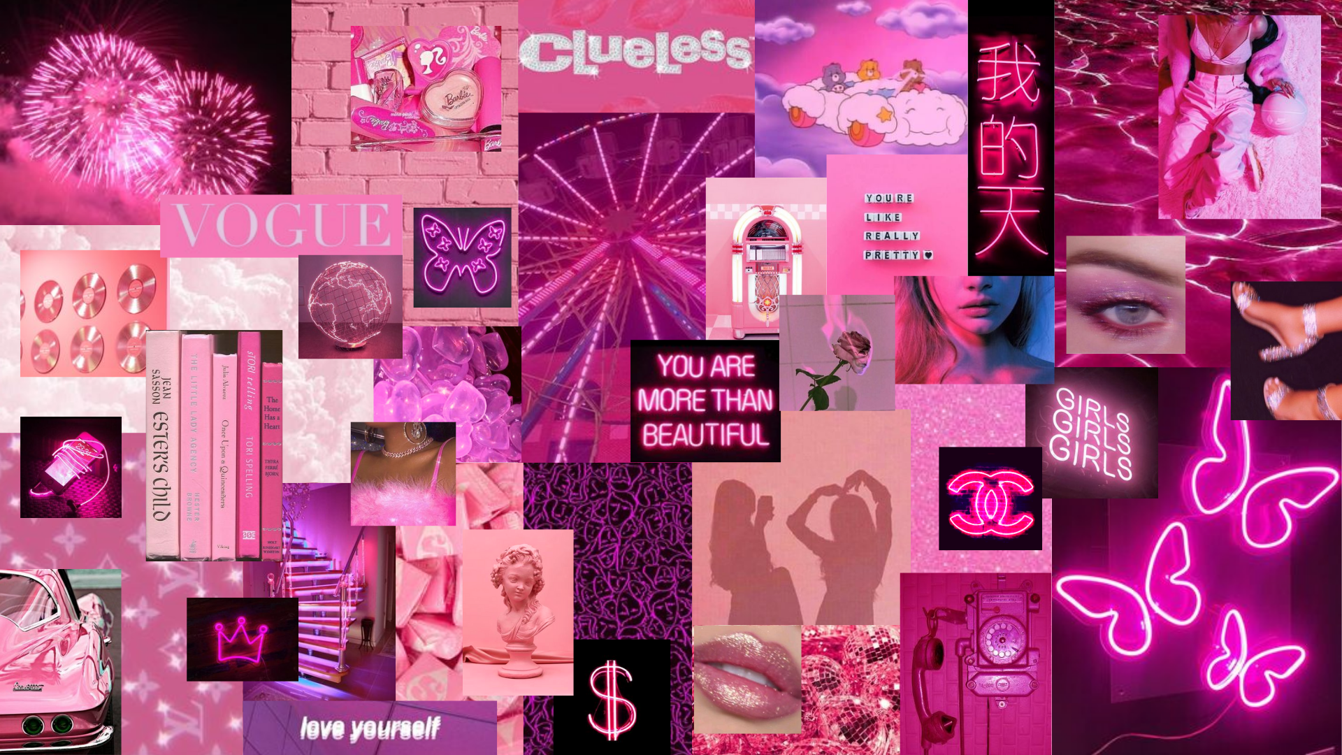 Light Pink Aesthetic Collage Wallpaper .novocom.top