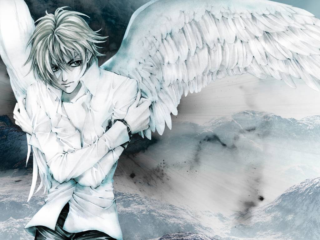 sad anime boy angel