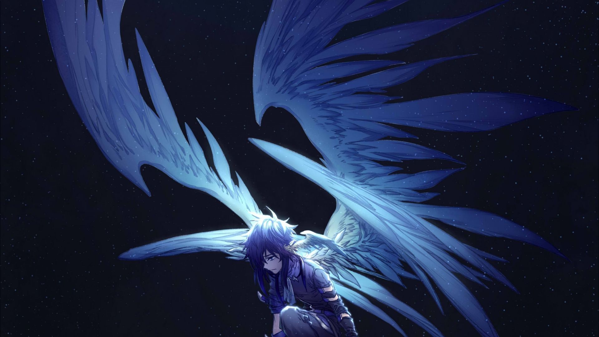 dark, big wings, angel, fantasy, anime .wallpapermug.com