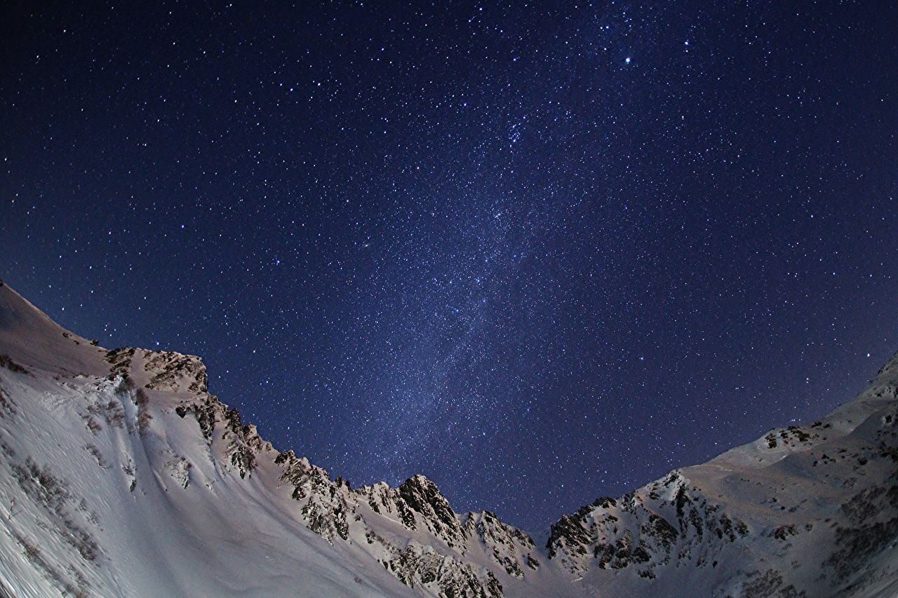 Stars Space mountain Sky Snow night .1zoom.net