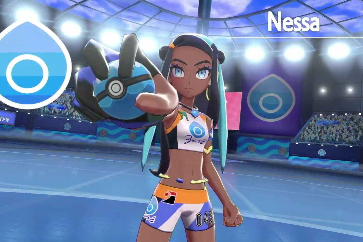 Water gym battle with Nessa guide .polygon.com