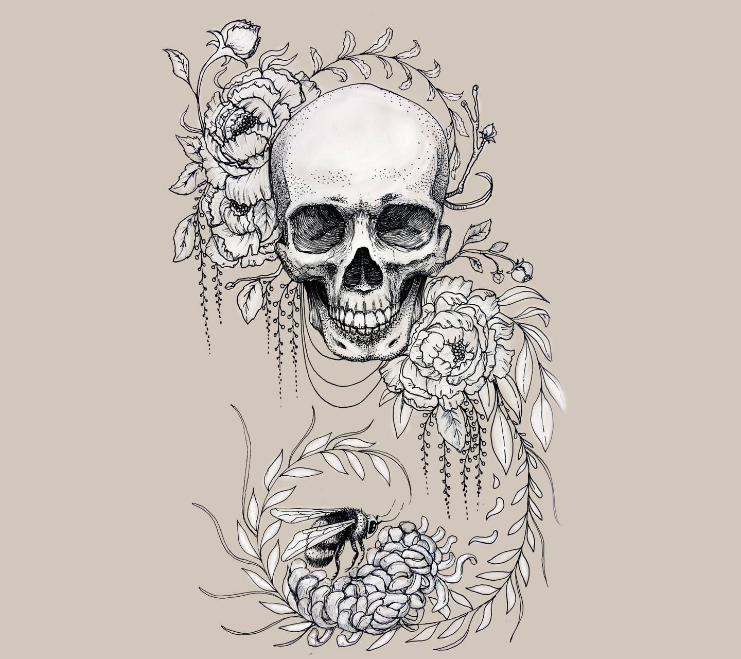 Skull Flower Tattoo wallpaper by .zedge.net