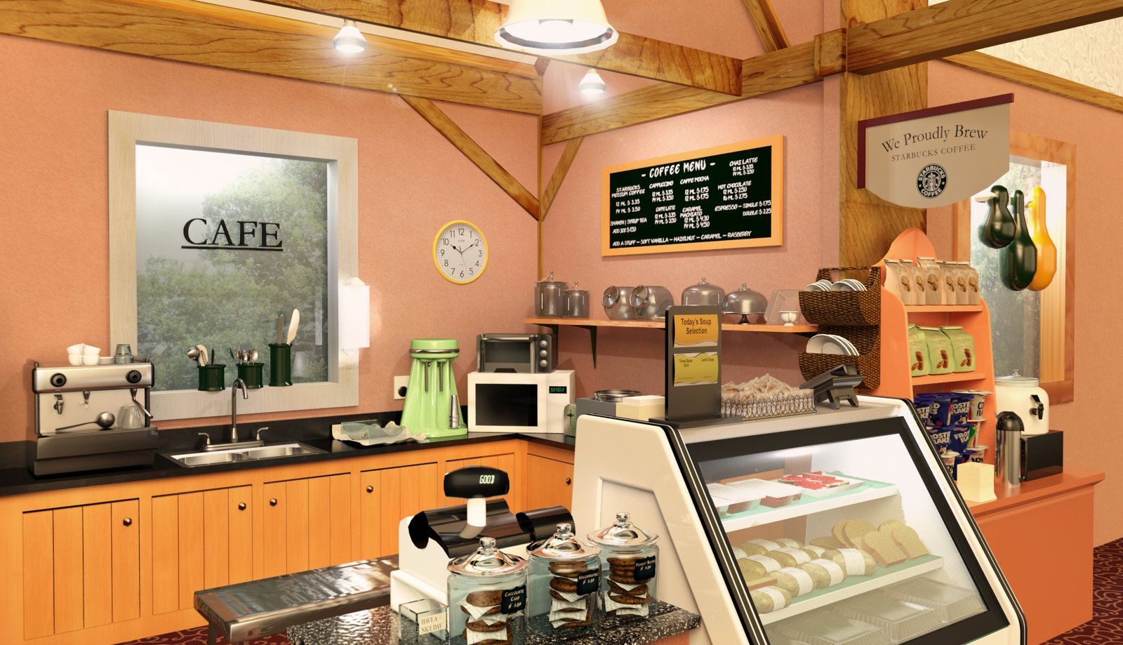 3D Starbucks Coffee Interior, Gloria .com