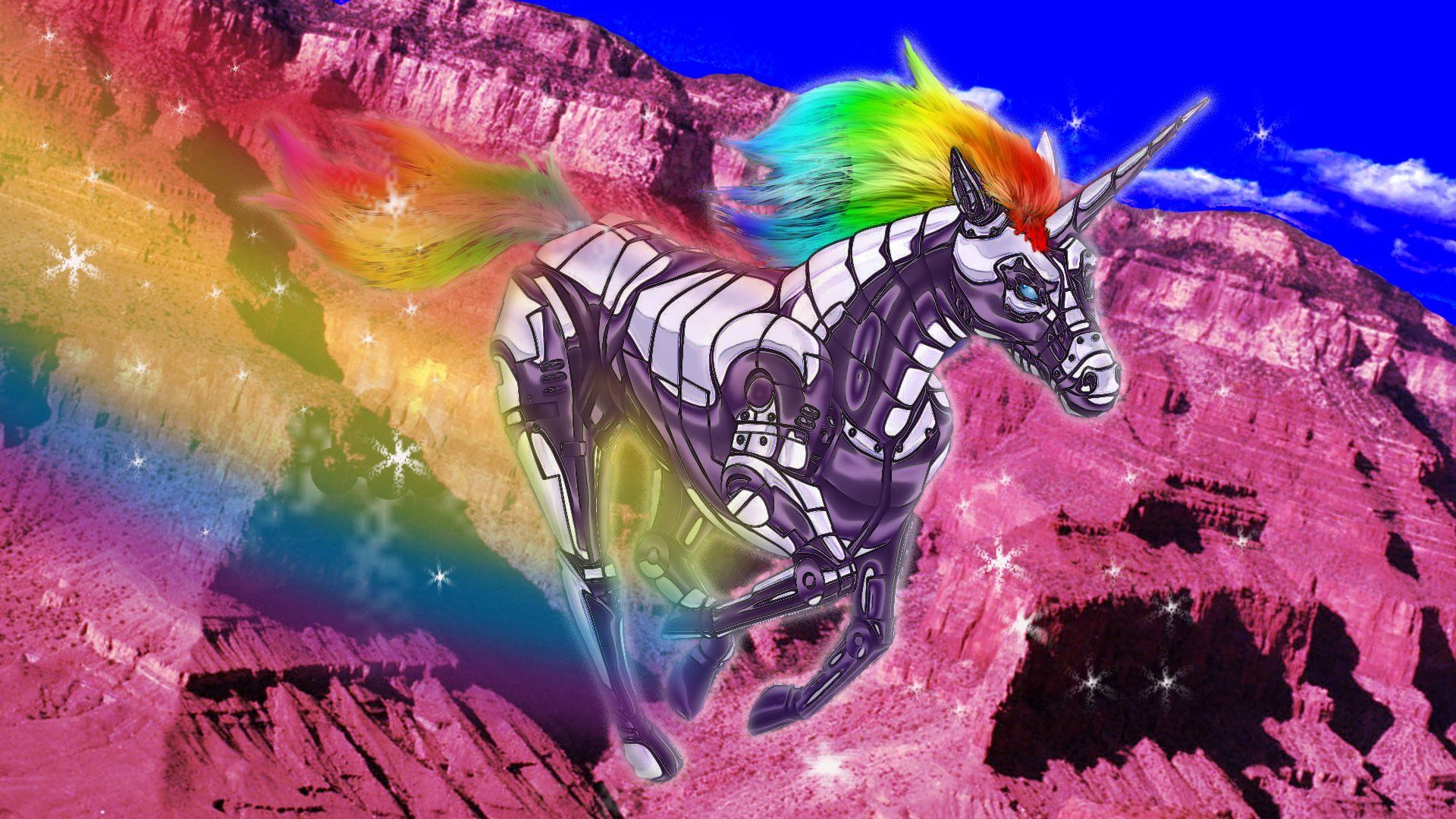 Unicorn with Rainbow Wallpaper .line.17qq.com