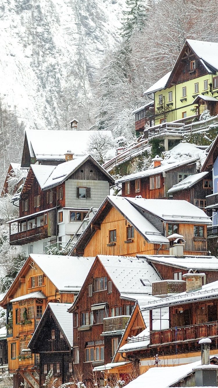 Hallstatt In Winter, Houses, Snow .best Wallpaper.net