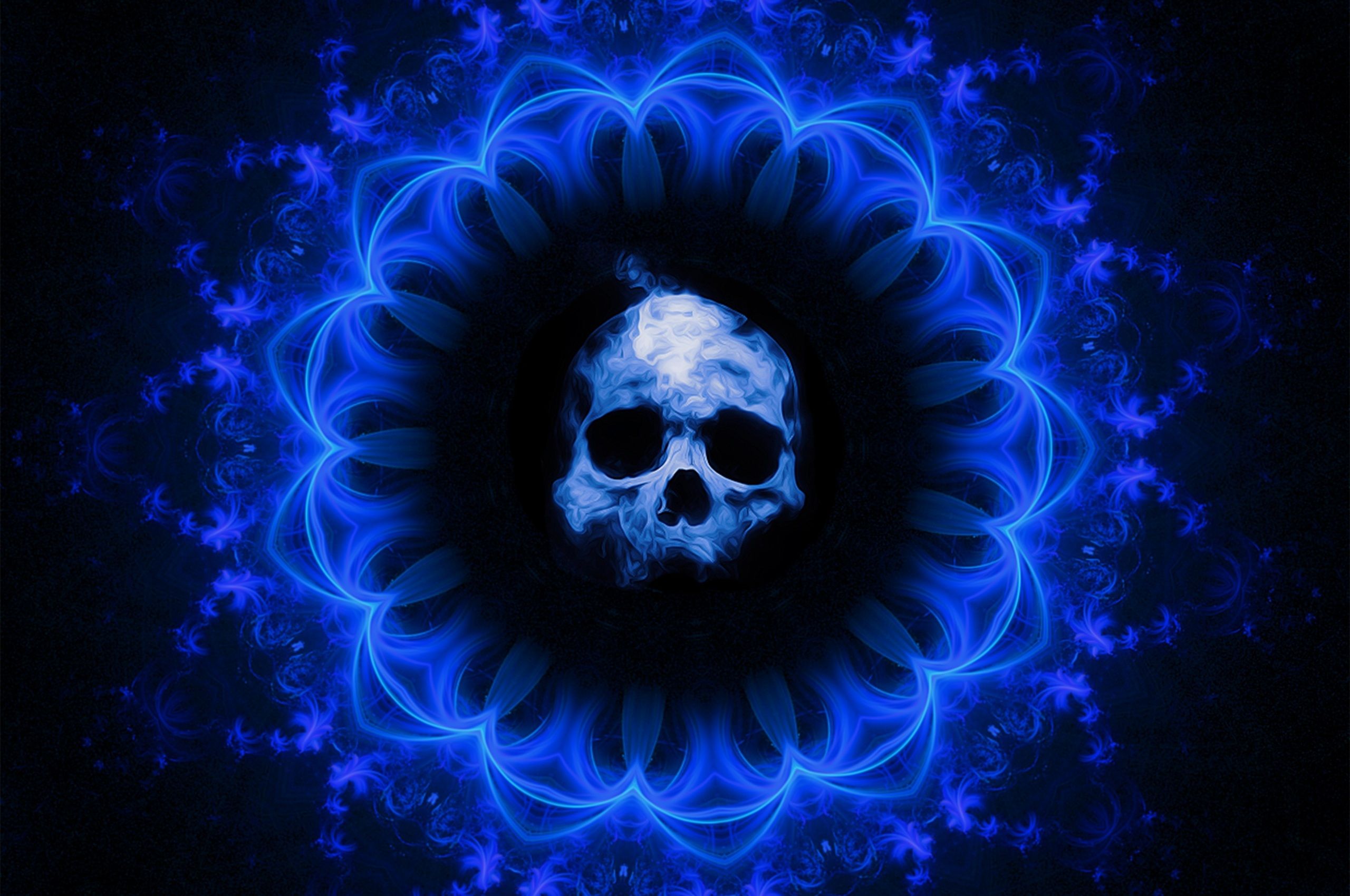 Skull Dark Blue Gothic .hdqwalls.com