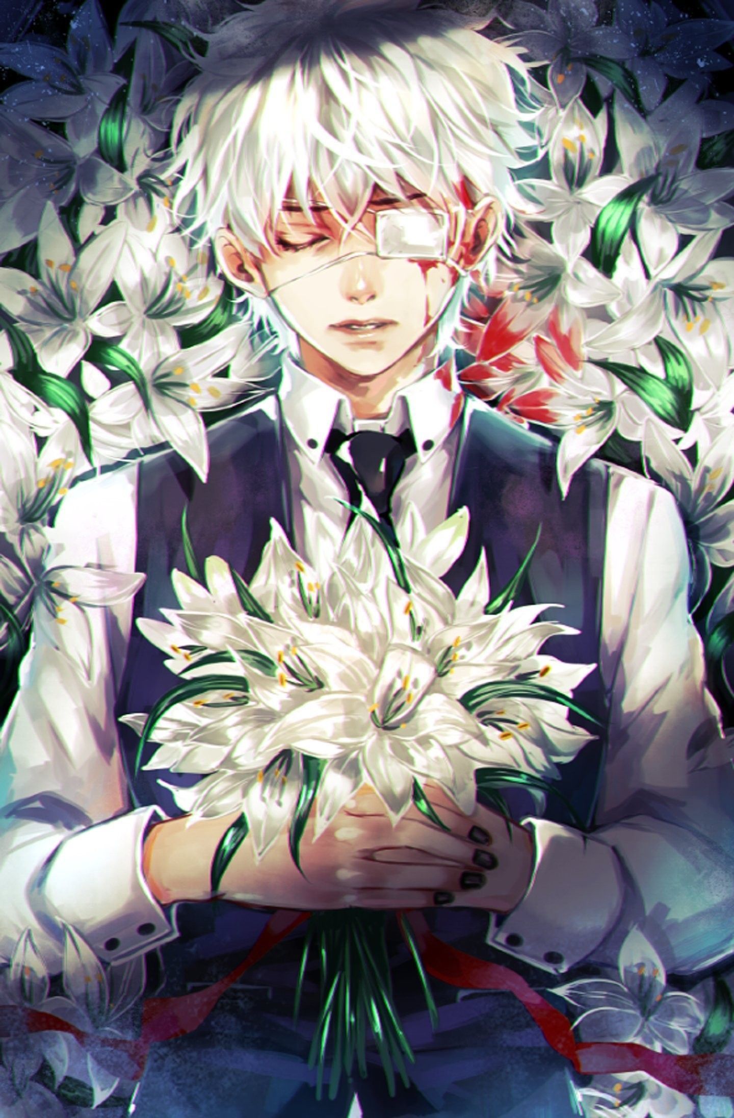Anime Boy Holding Flowers Wallpapers - Wallpaper Cave
