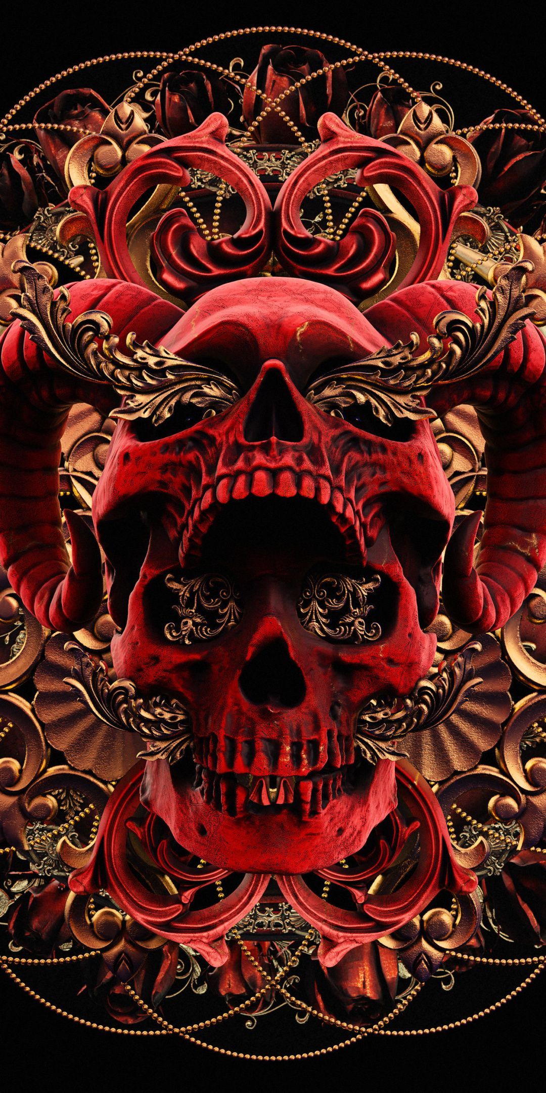 Red skull, abstract, art .com