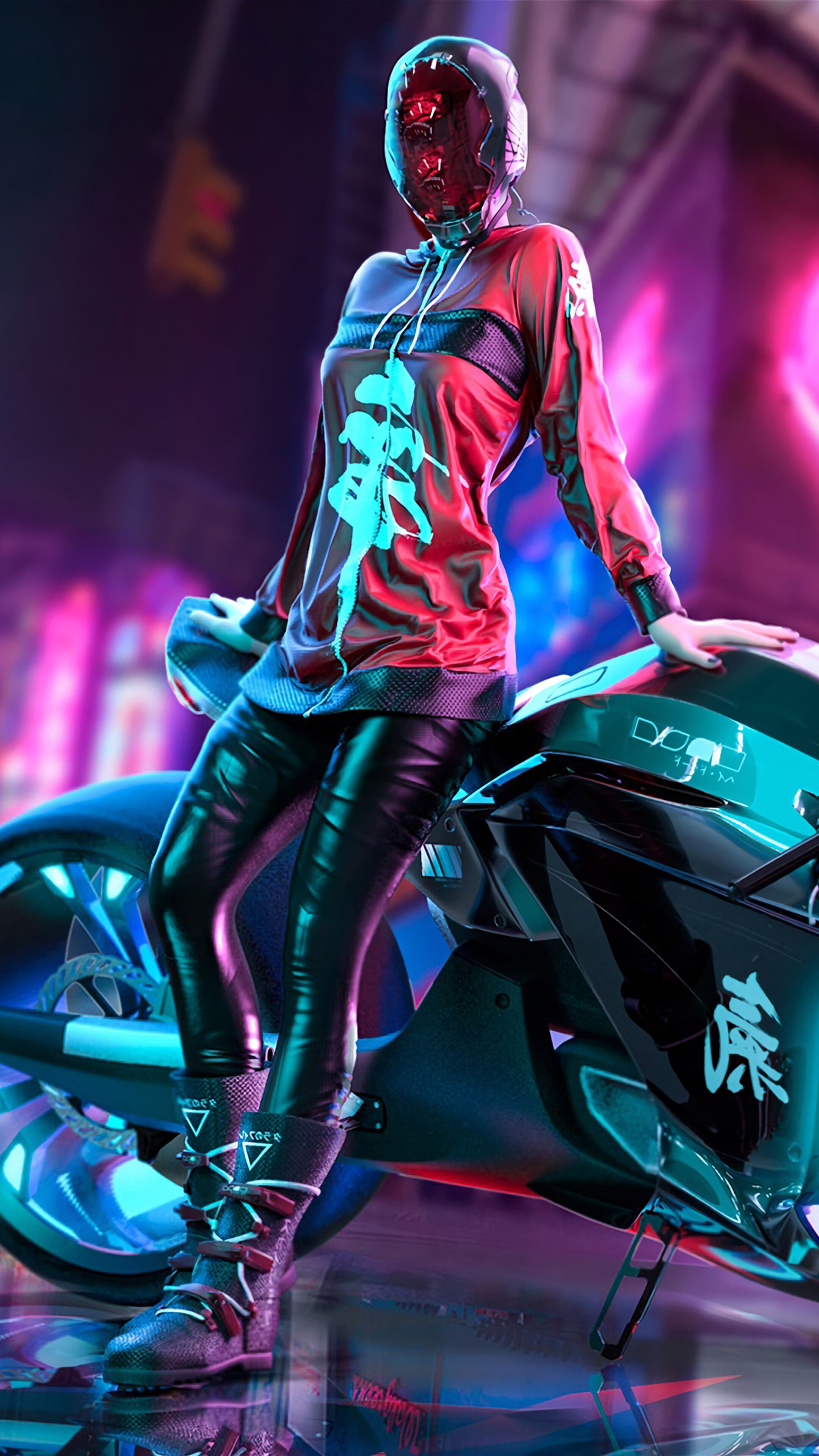 Cyberpunk, Girl, Motorcycle, 4K phone HD Wallpaper, Image, Background, Photo and Picture. Mocah HD Wallpaper