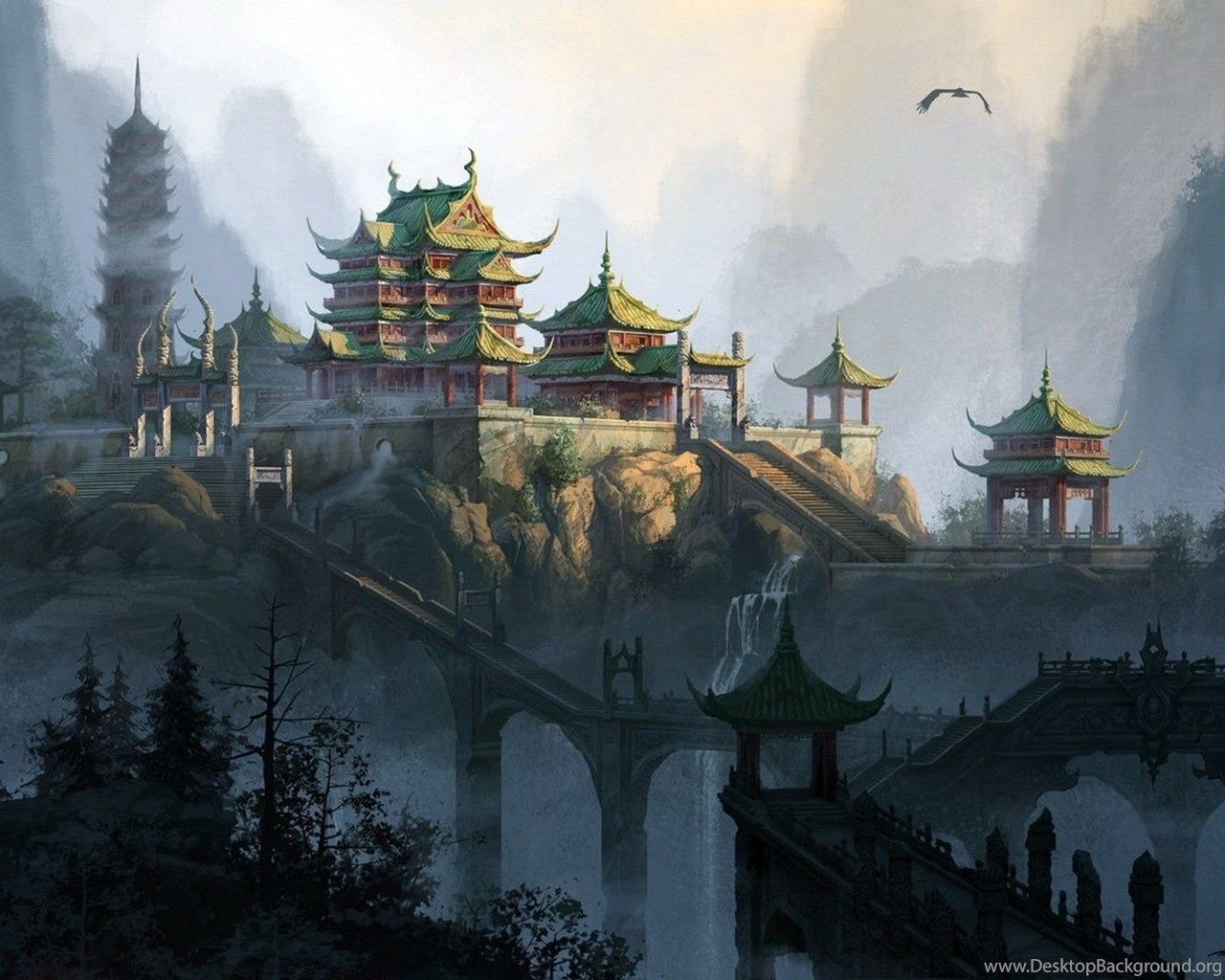 Fantasy Chinese Temple Wallpaper .desktopbackground.org