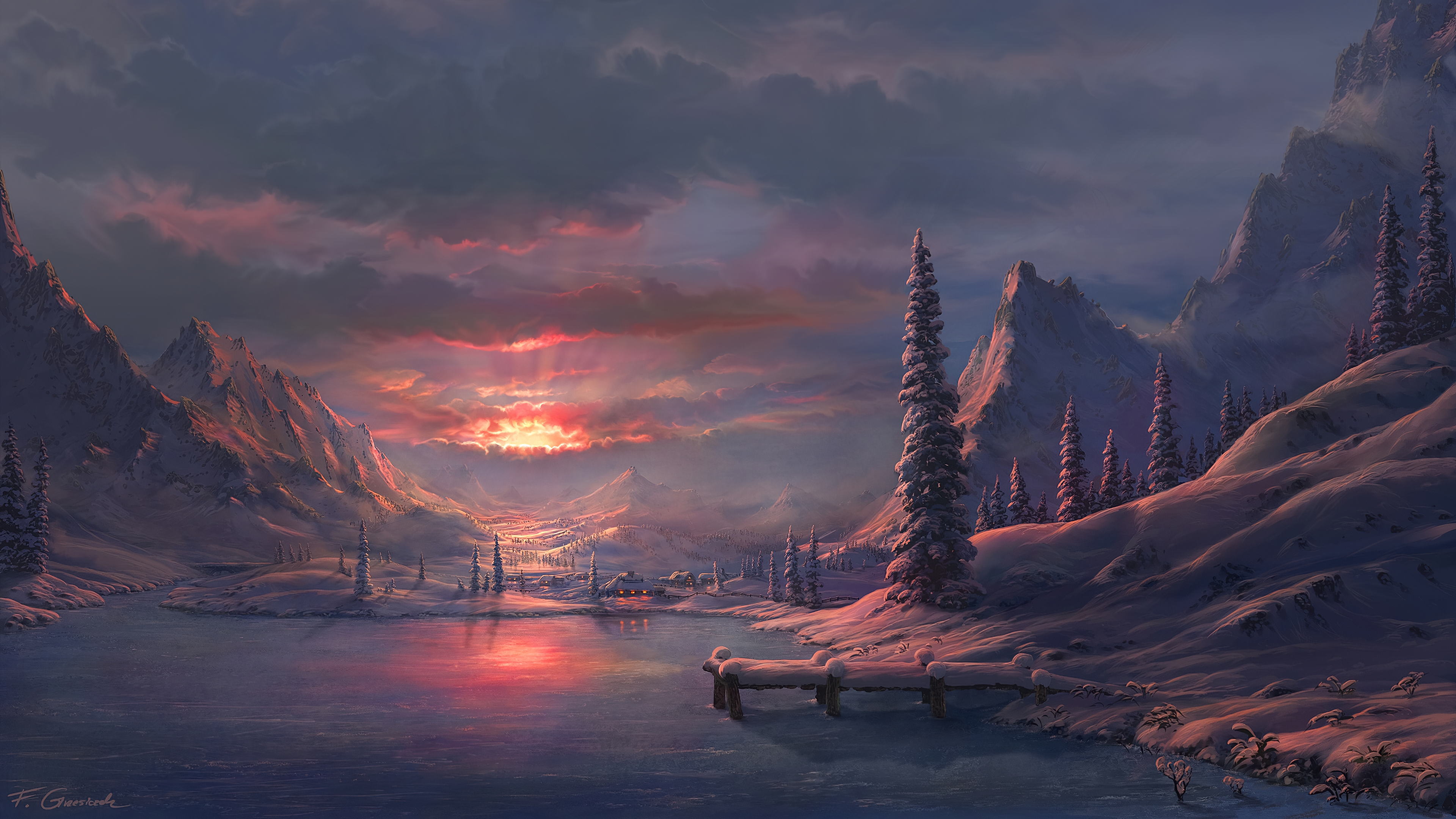 Winter Sunset By Fel X 3840x2160 .reddit.com