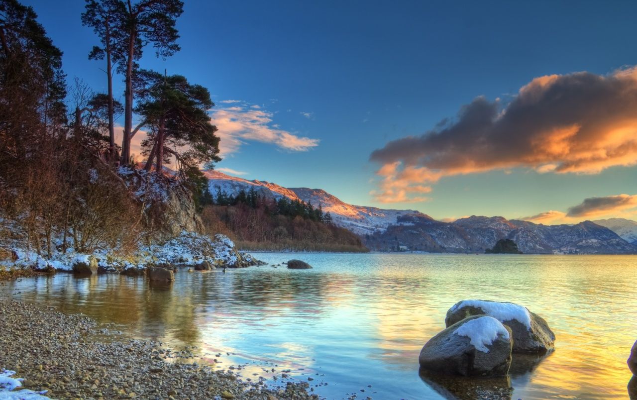 Winter Sunset Mountain Lake Wallpapers - Wallpaper Cave