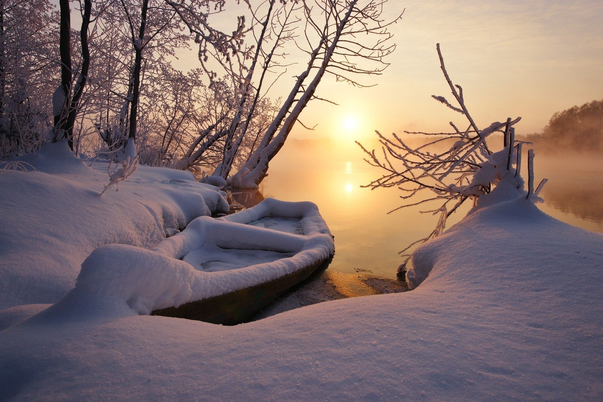 landscape, Nature, Winter, Sunset, Snow .wallup.net