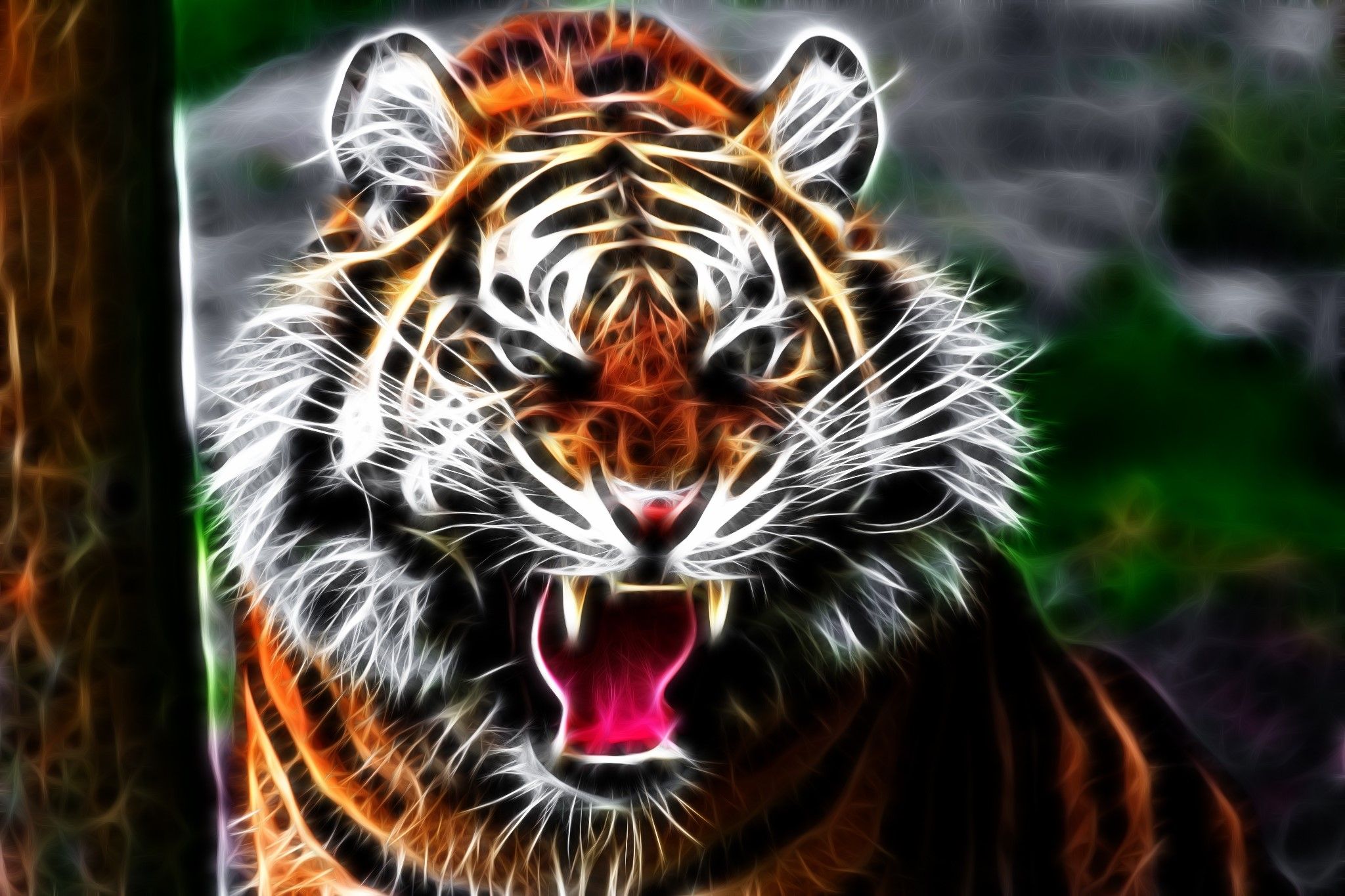 Tiger face, Aggression, Teeth, Lines .tokkoro.com