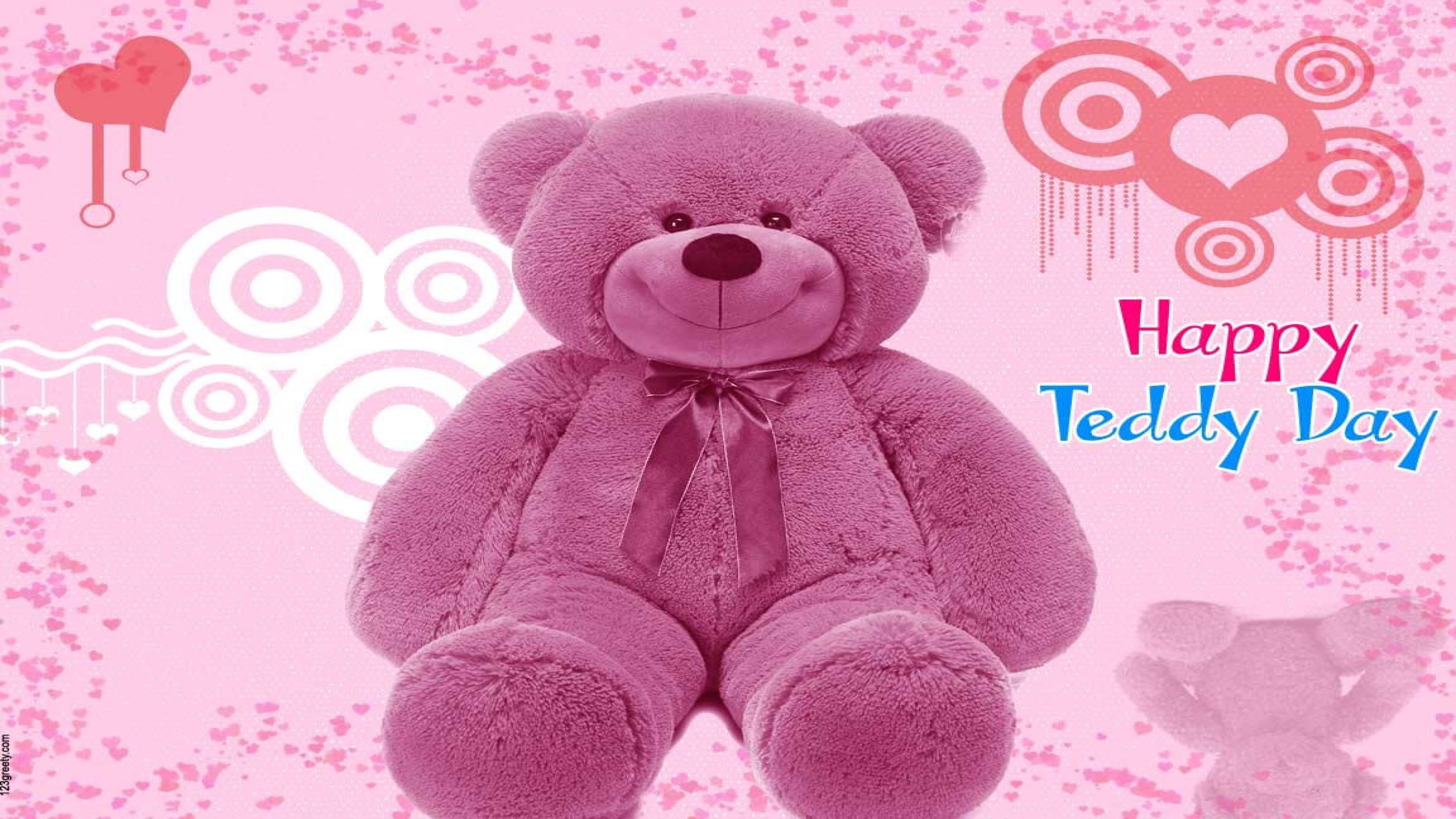 Happy Teddy Day Wishes Pink Bear Image .hdwallpaperfreedownload.com