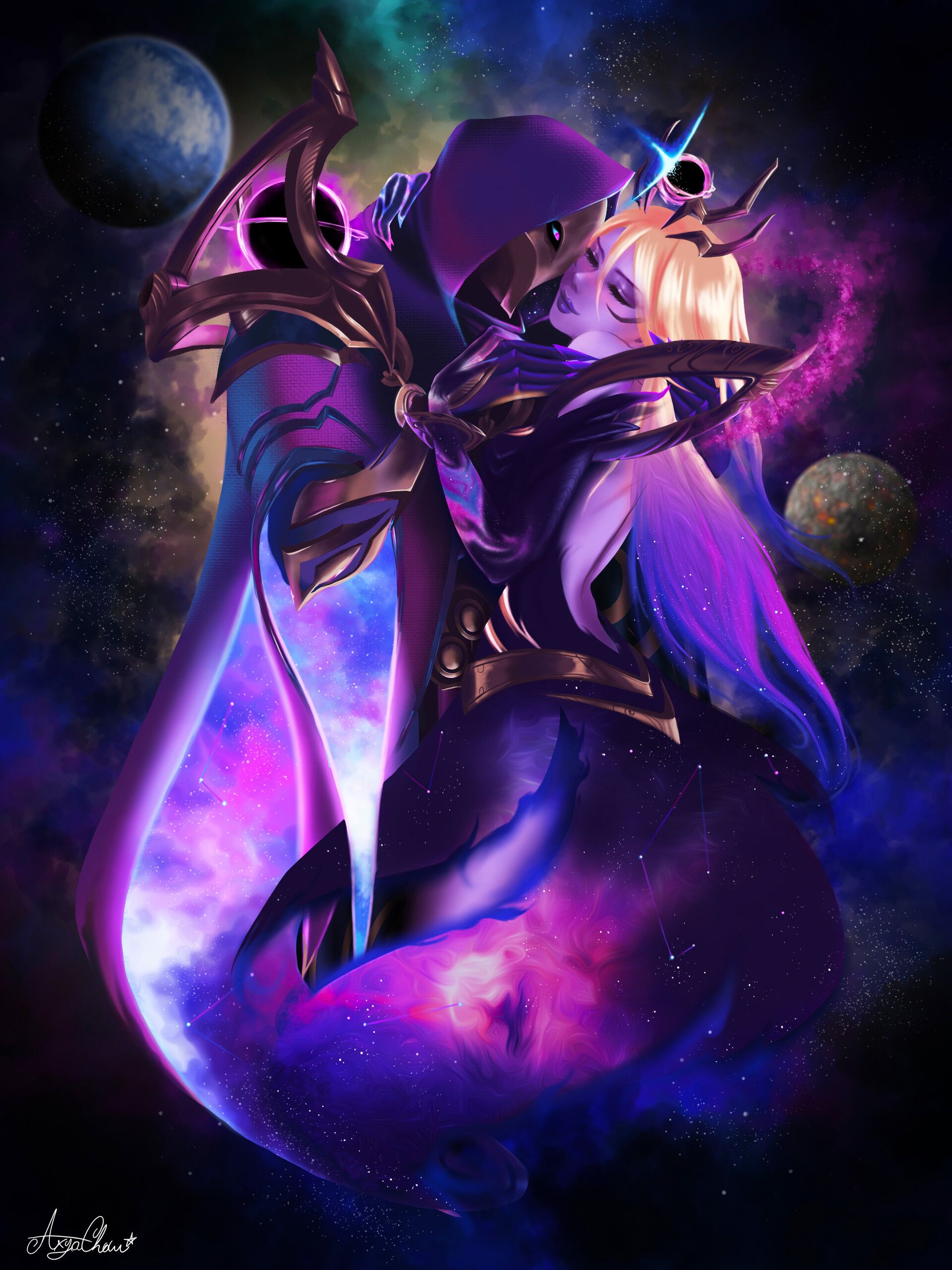Dark Cosmic Lux and Jhin, Axyachan Art