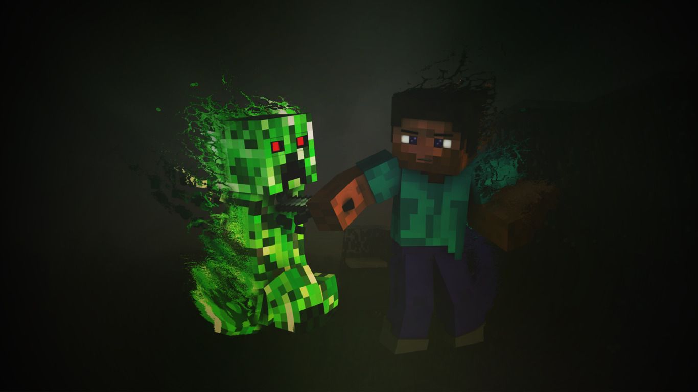 Minecraft Creeper 1366x768 .hdqwalls.com