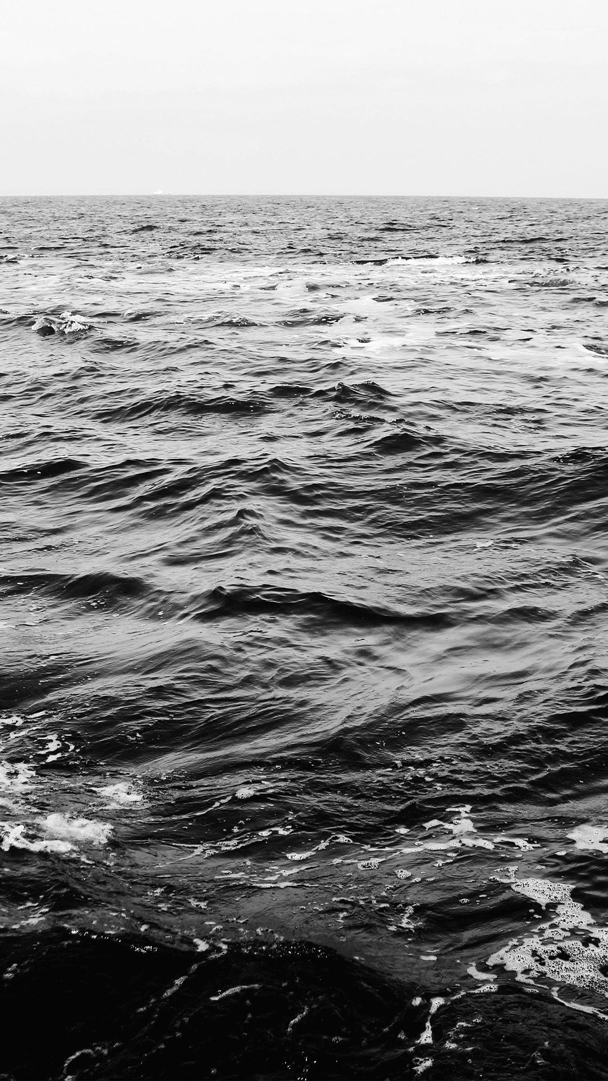 Water Beach Nature Bw Dark Wave Wallpaperpapers.co