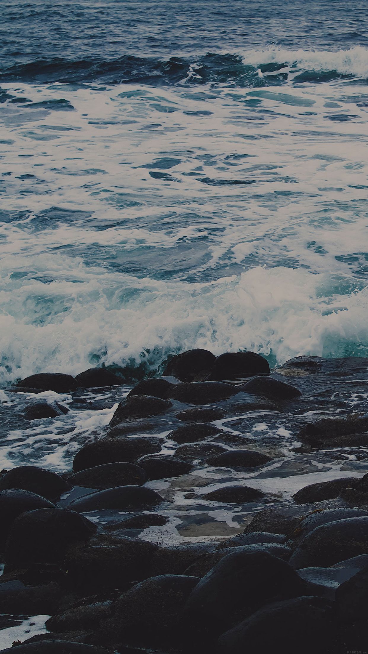 Wet Sea Beach Wave Dark Olivia Henry .androidhdwallpaper.com