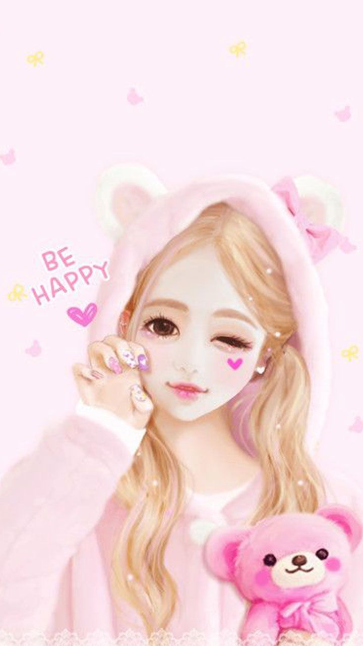 Cute Anime Girl Pink Wallpaper gambar ke 7
