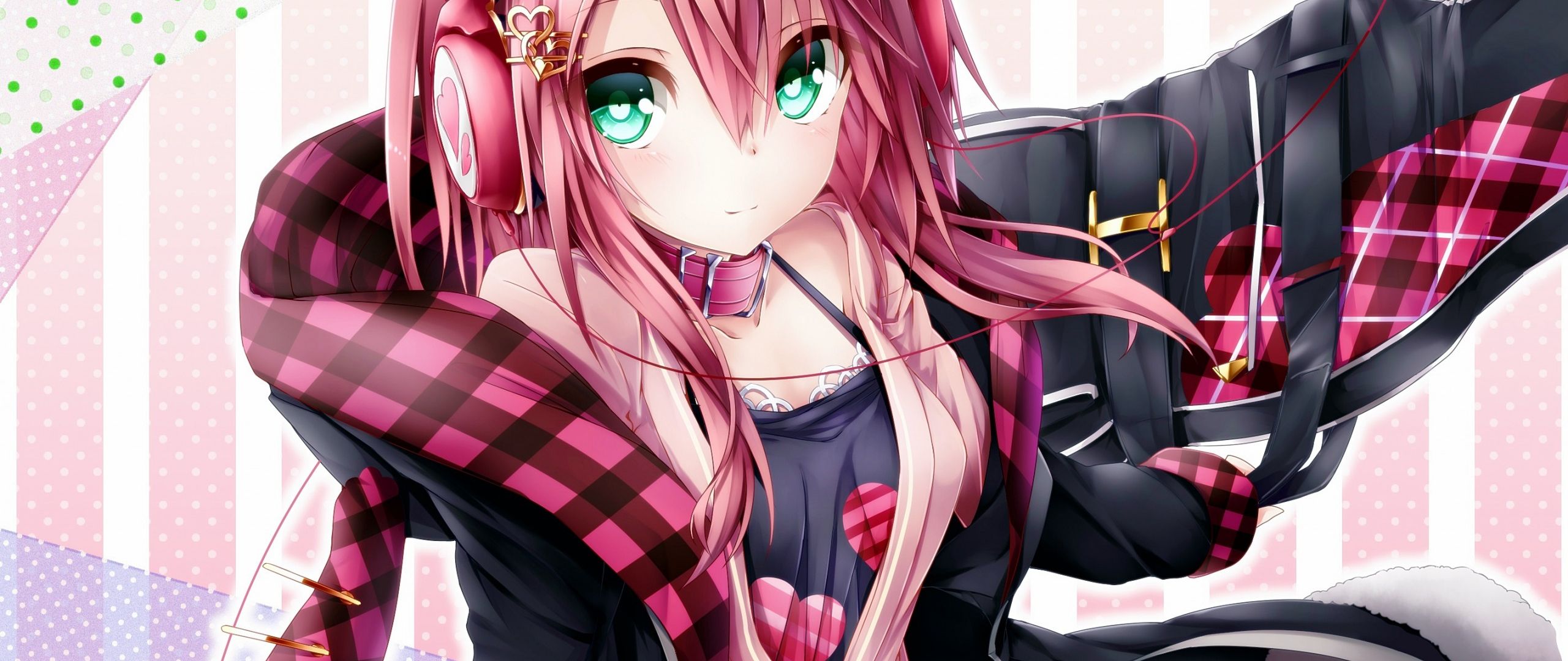 Desktop Wallpaper Green Eyes, Cute, Anime Girl, Pink Hair, Original, HD Image, Picture, Background, 8c4caa