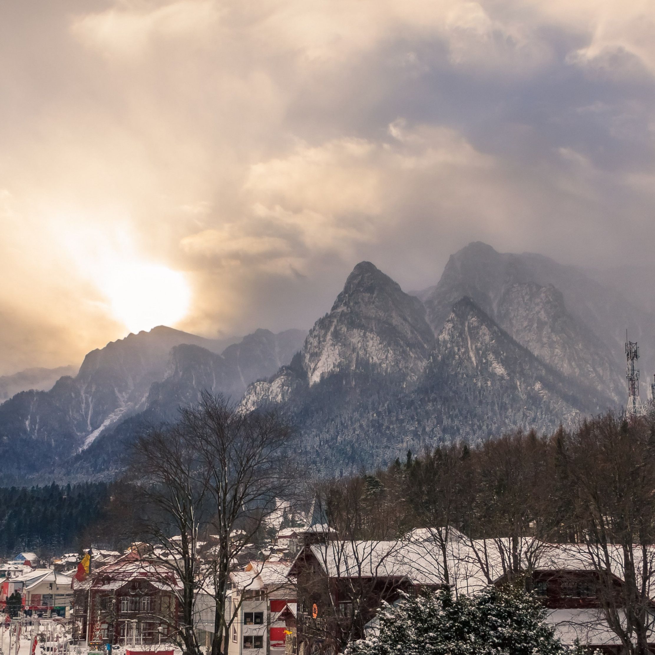 Busteni city in a Winter afternoon .uhdwallpaper.org