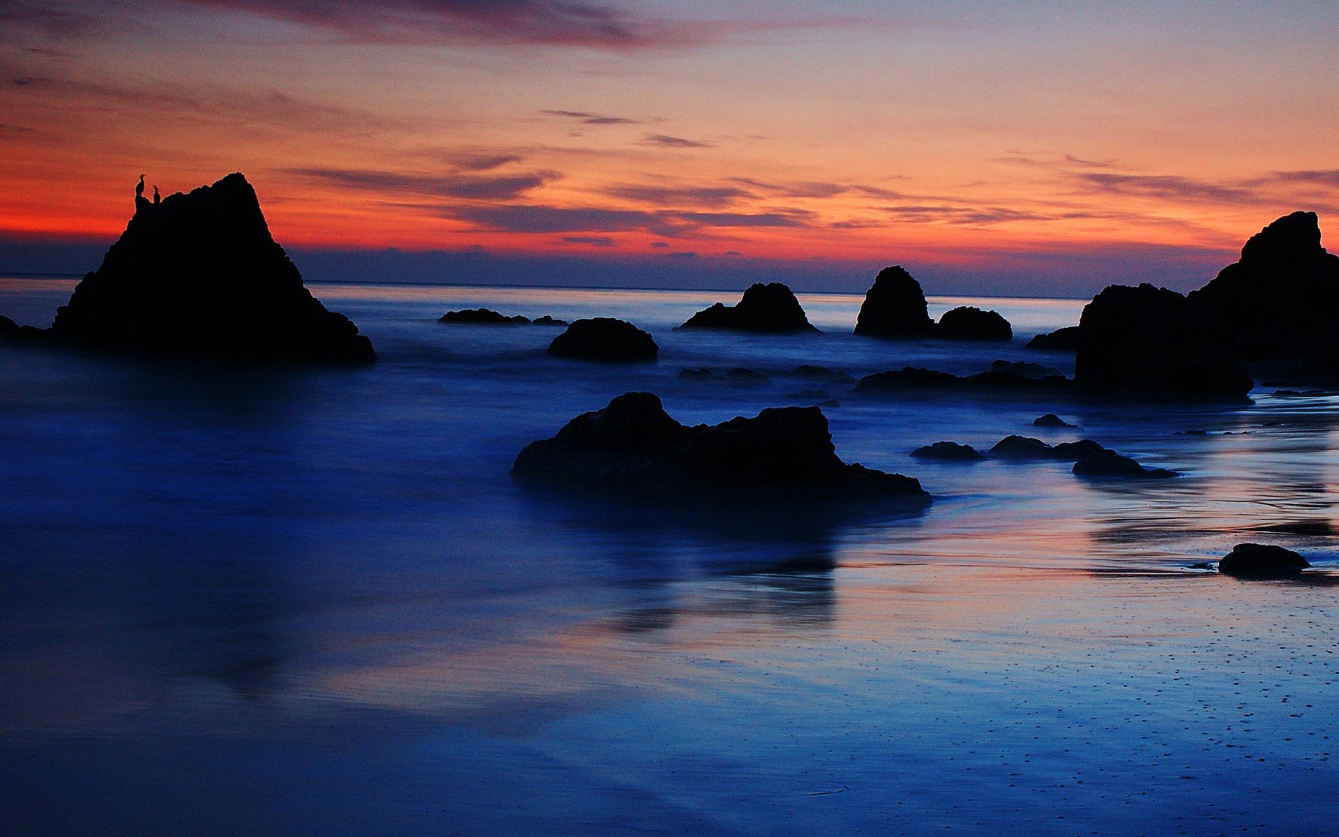 malibu, Sunset, Sea, Rocks, Landscape .wallup.net