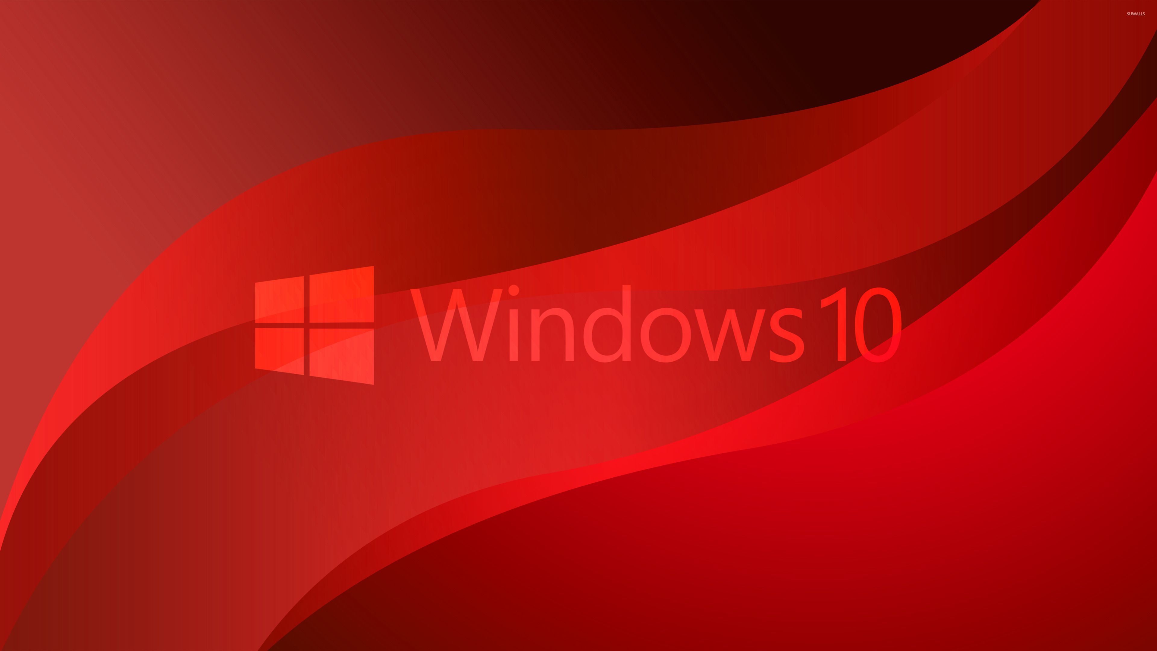 Windows 10 transparent logo on red .suwalls.com