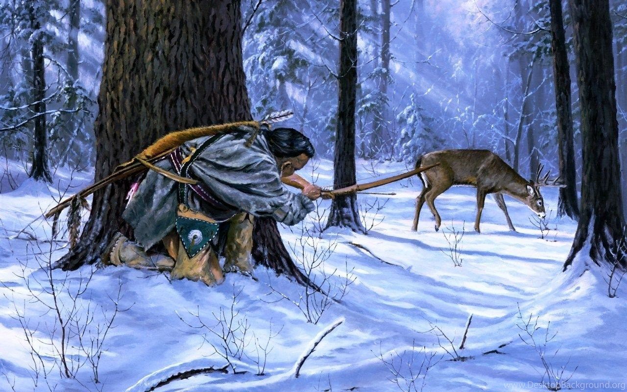 Native Americans Hunting Deer, Cool .desktopbackground.org