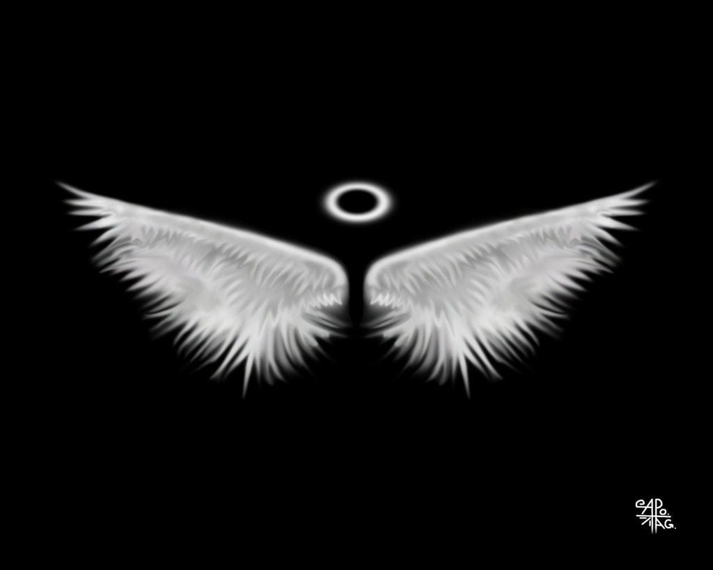 angel wings with halo wallpaper