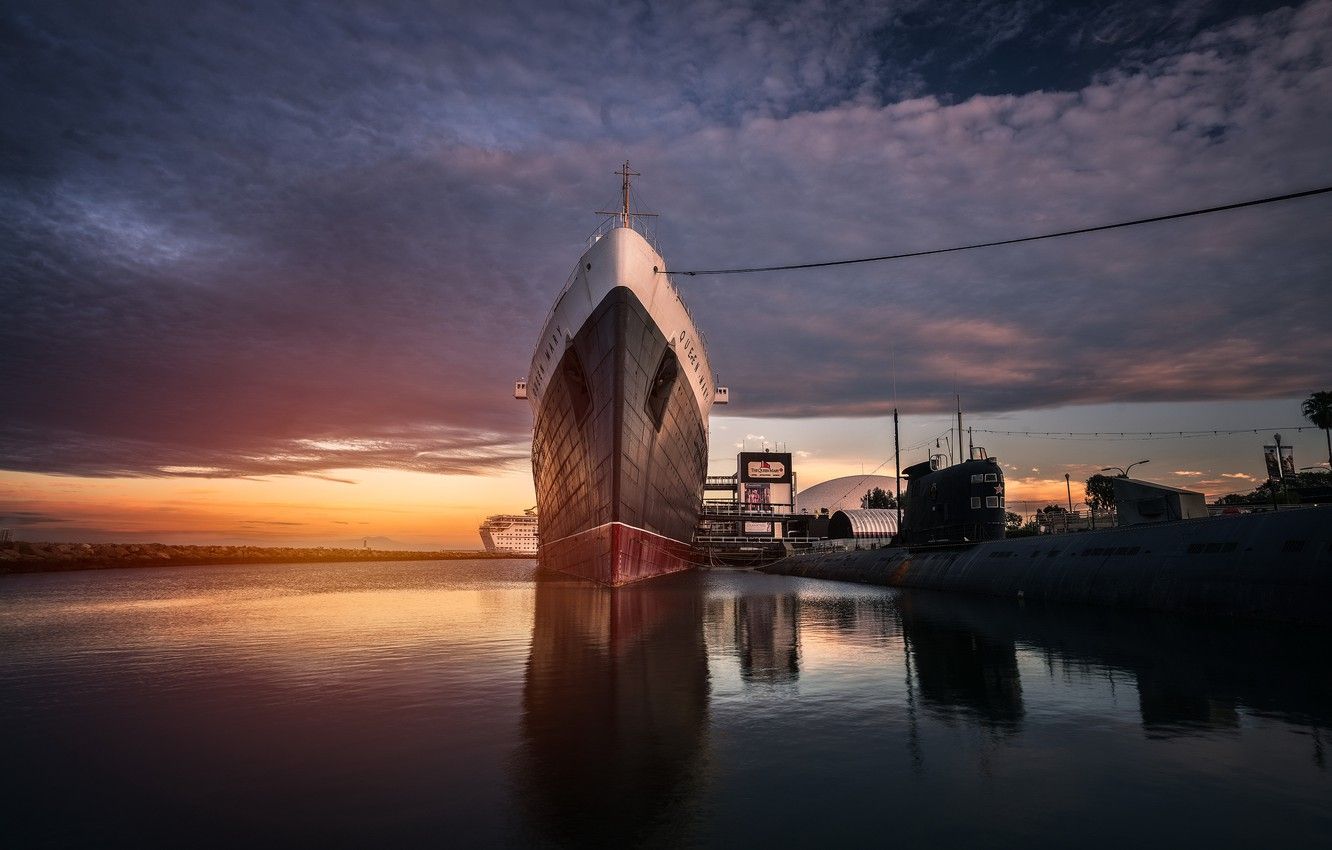 Wallpaper Long Beach, Queen Mary, ship, ghost ship image for desktop, section разное