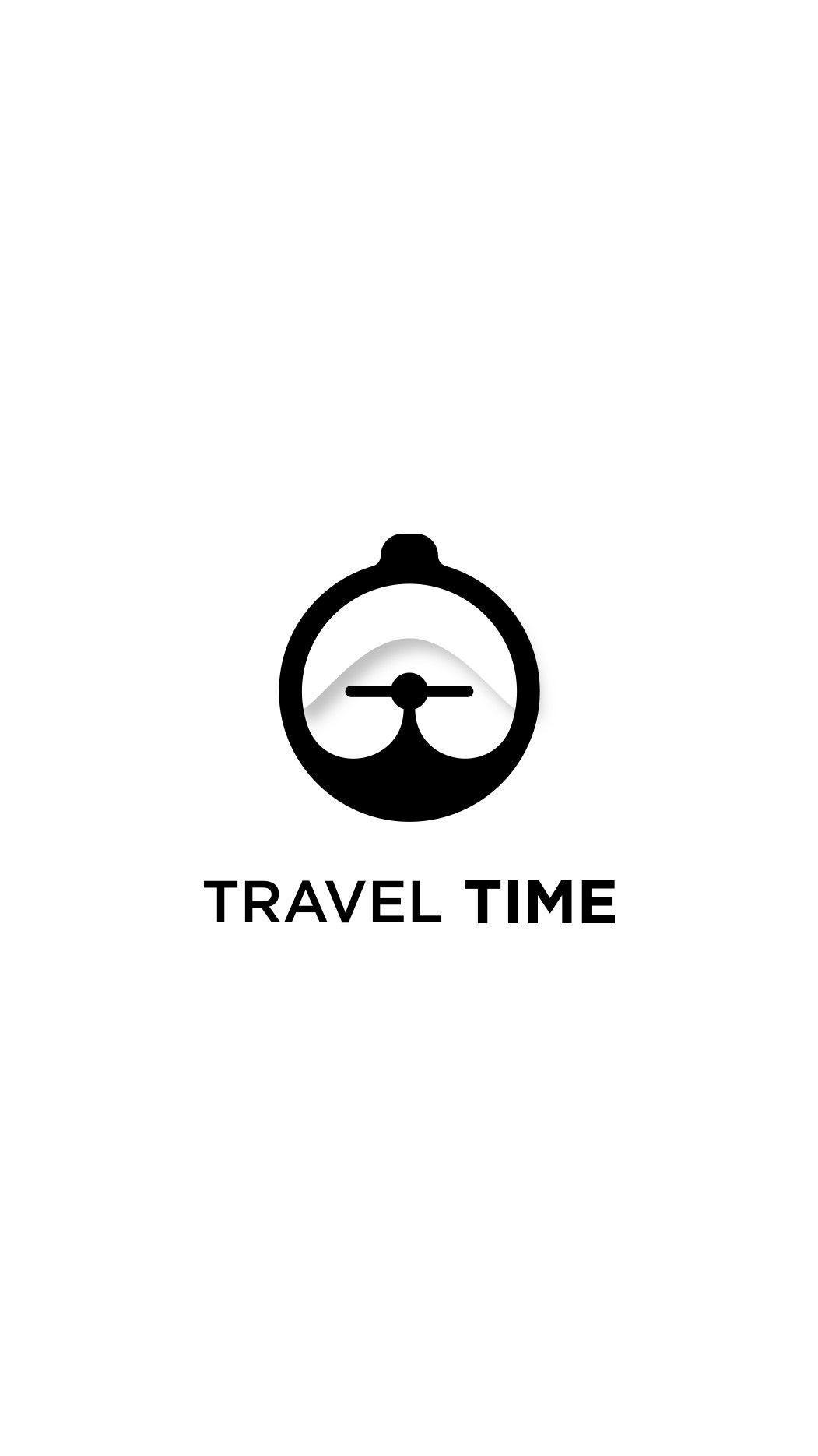 Time to travel logo with plane and air balloon | Stock vector | Colourbox