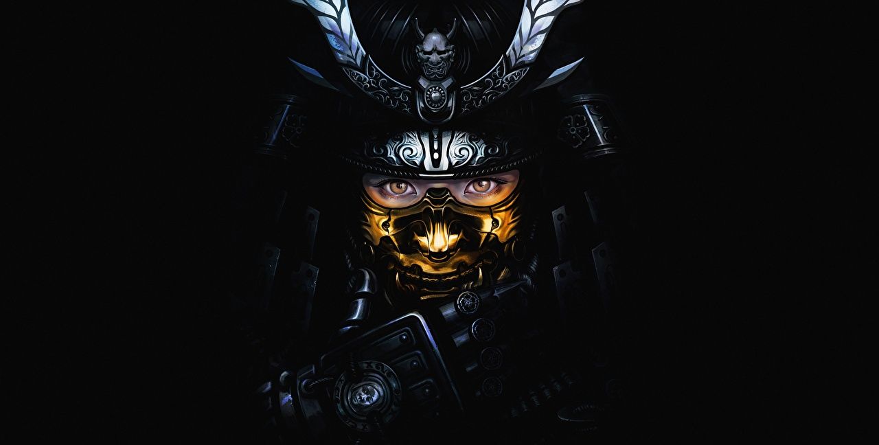 Wallpaper Armor Samurai Warriors by W K Fantasy Staring Black