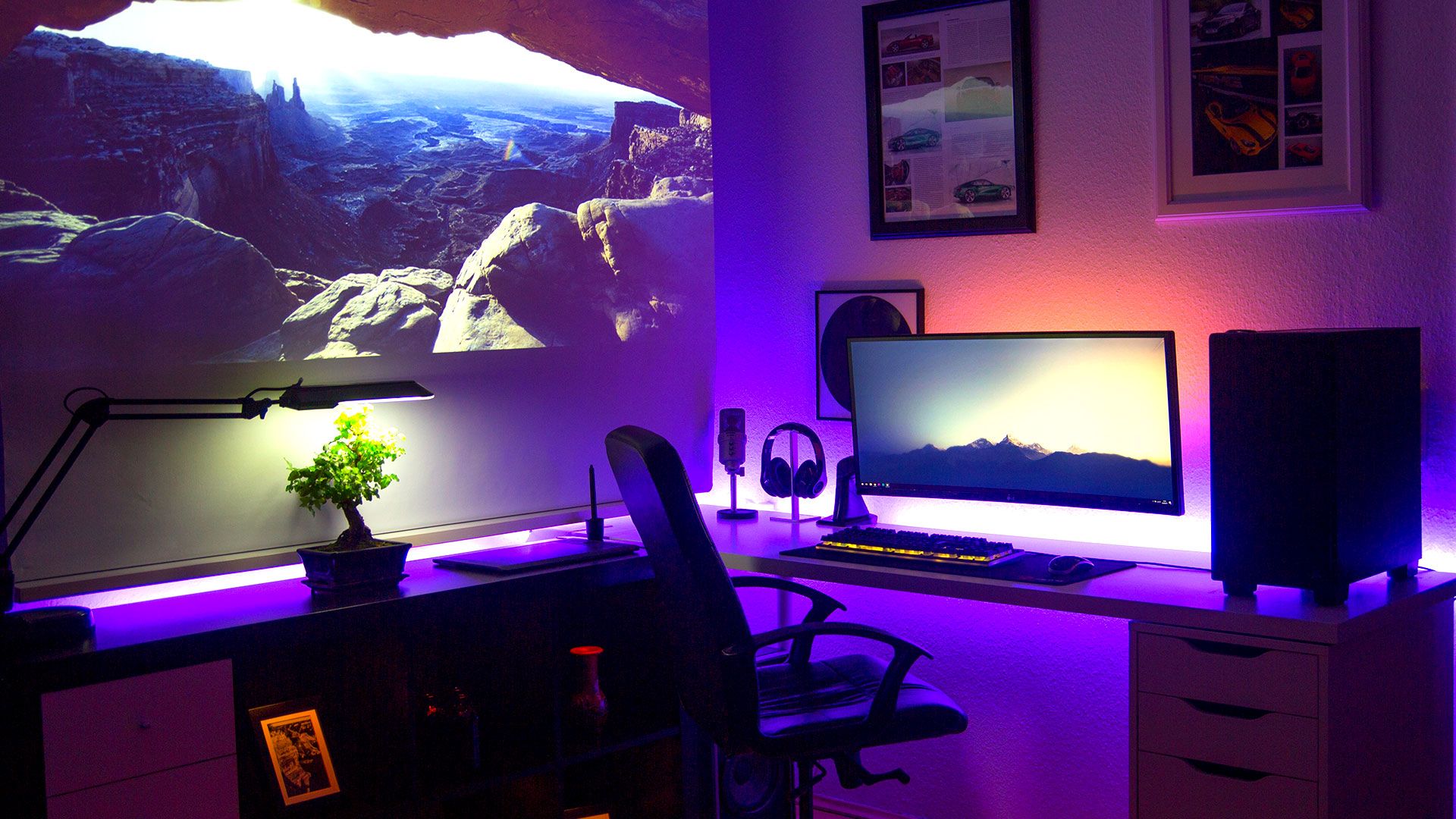 Purple Led Rgb Lighting In A Gaming Setup Gamer HD Wallpaper