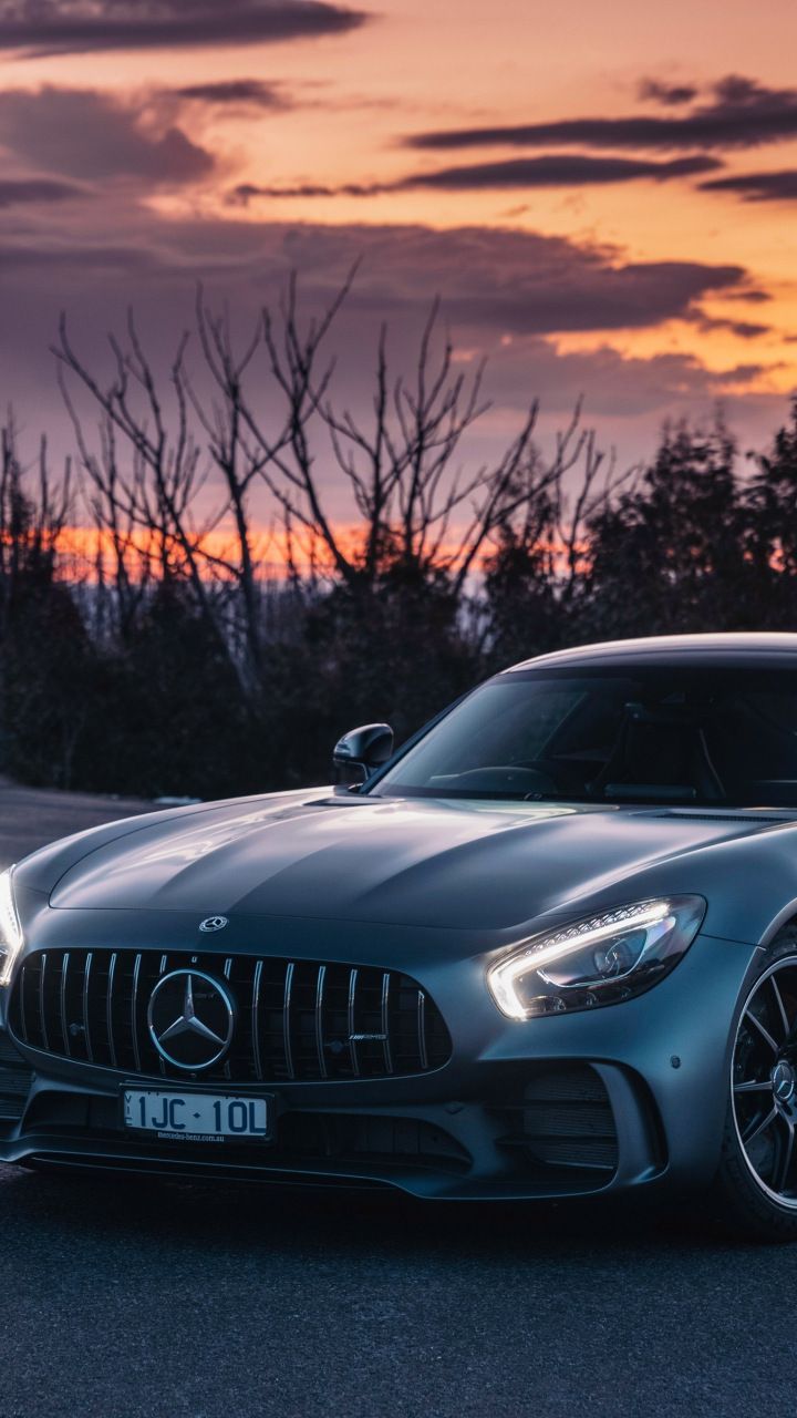 Sunset, Mercedes AMG GT, Luxury Car