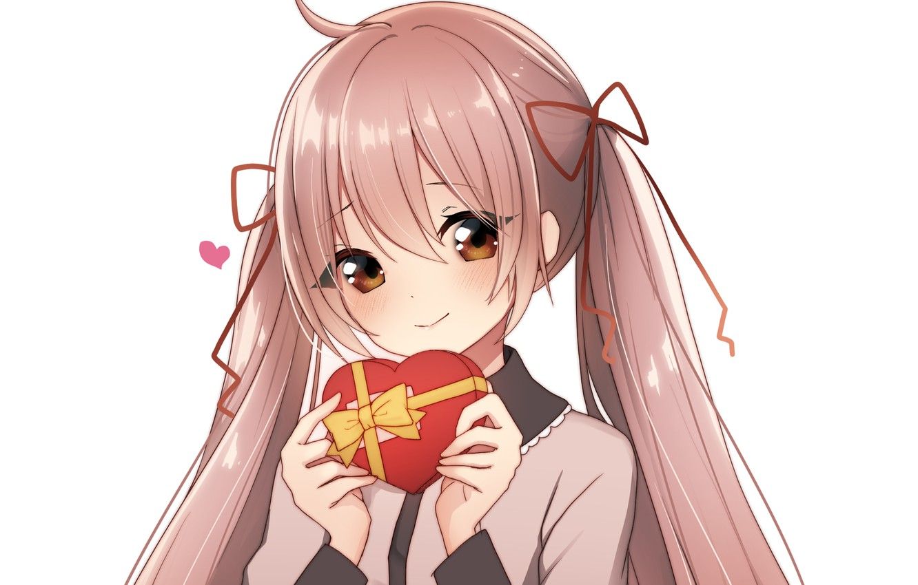 Wallpaper gift, girl, heart, box .anime.goodfon.com