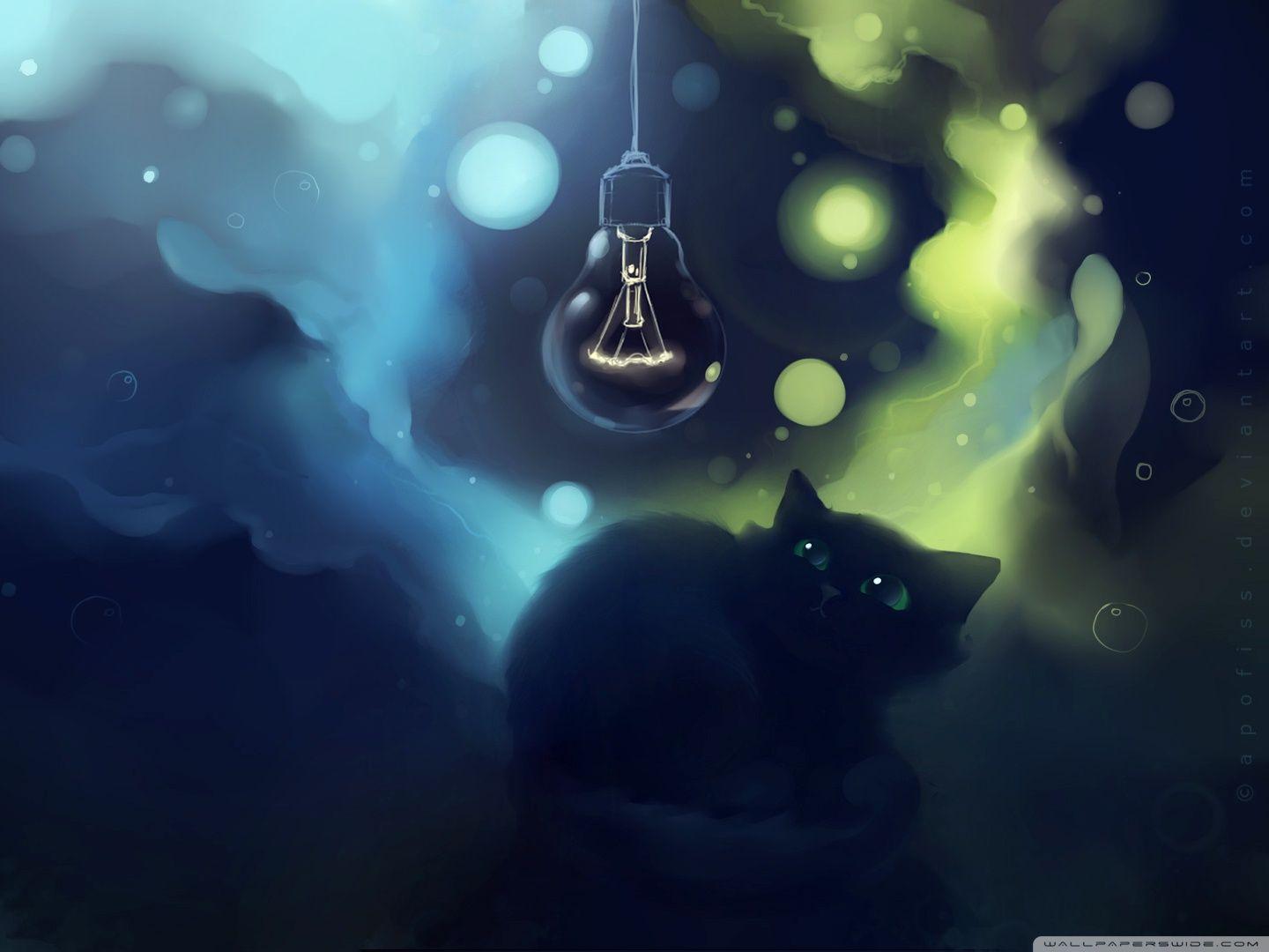 Black Cat Scared Painting HD desktop wallpaper, Widescreen, High