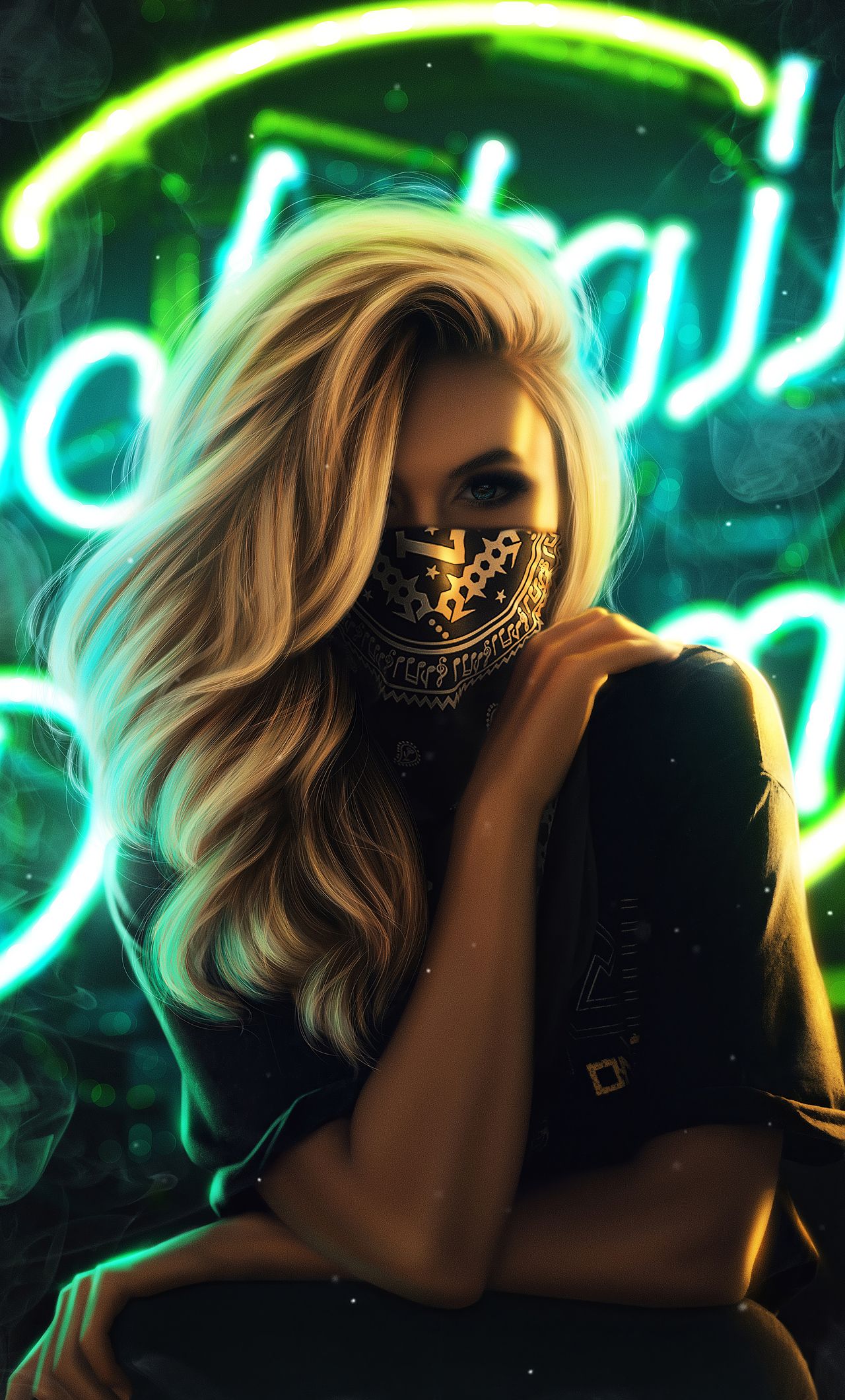 Blonde Girl Face Mask 4k .hdqwalls.com