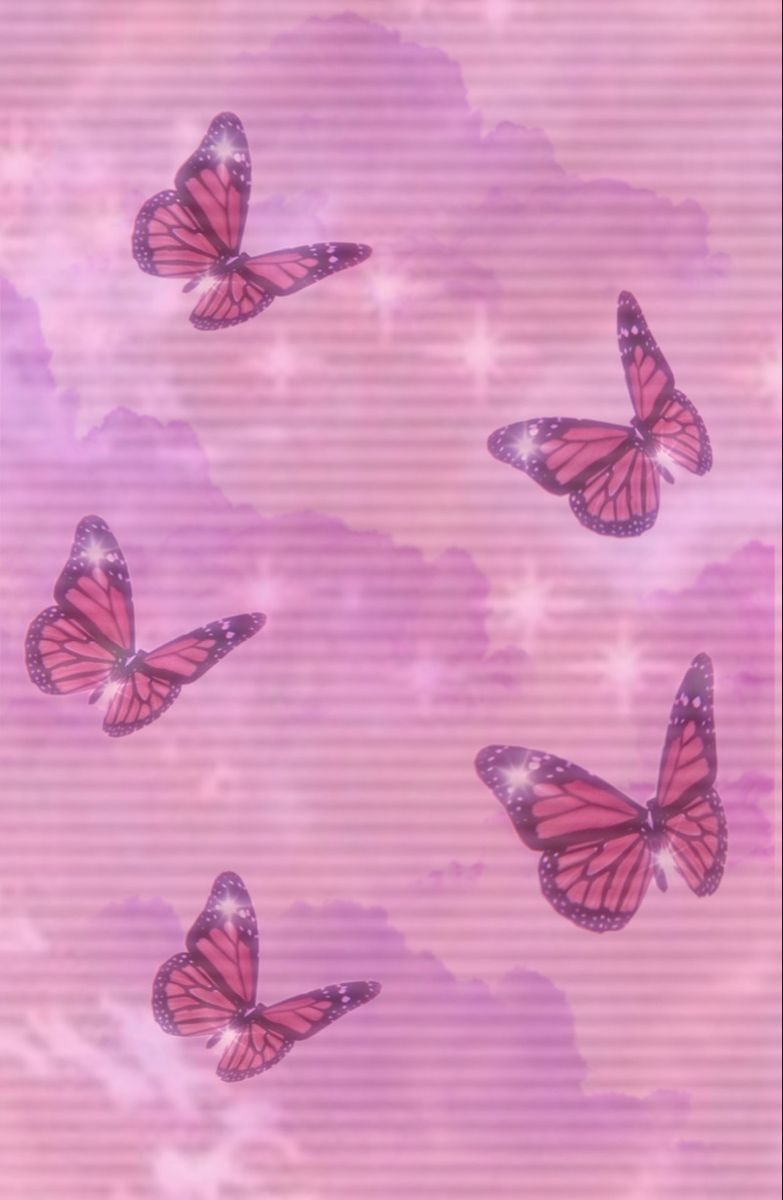 Розовые обои с бабочками