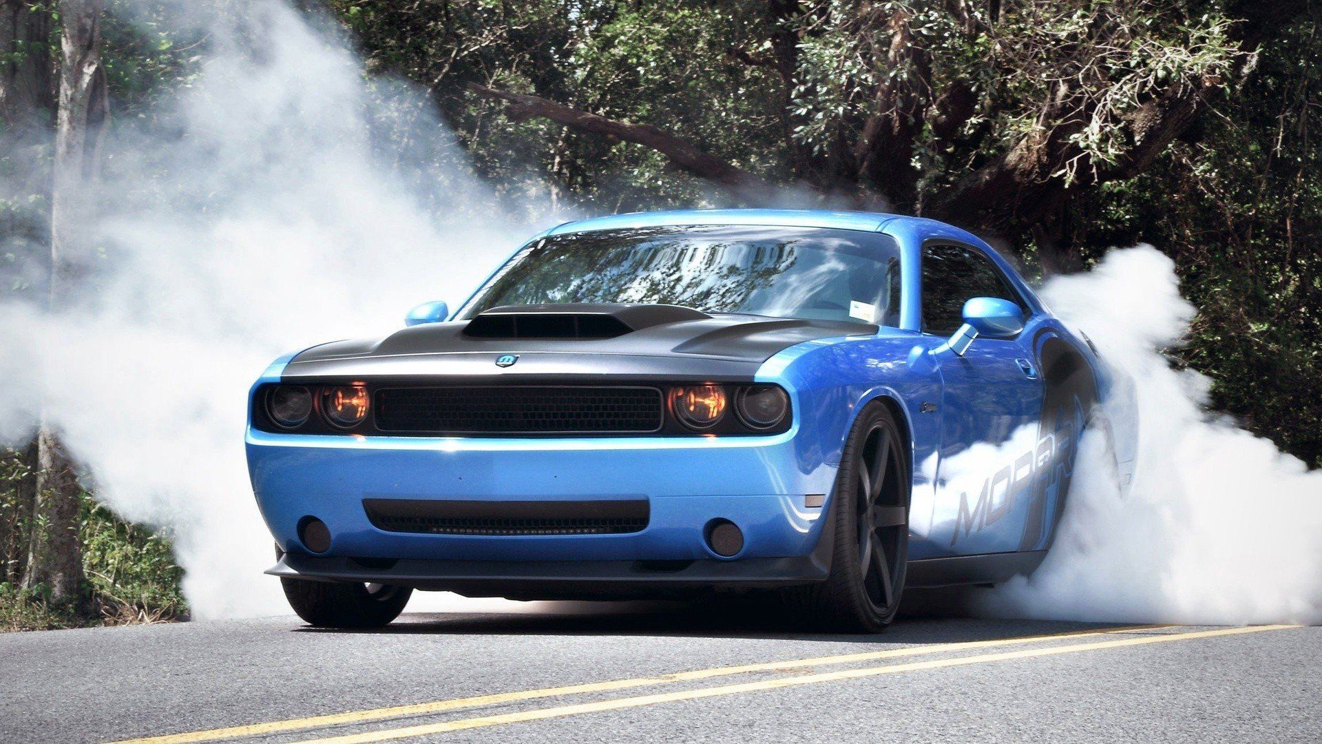 Blue cars smoke muscle cars burnout .wallpaperup.com