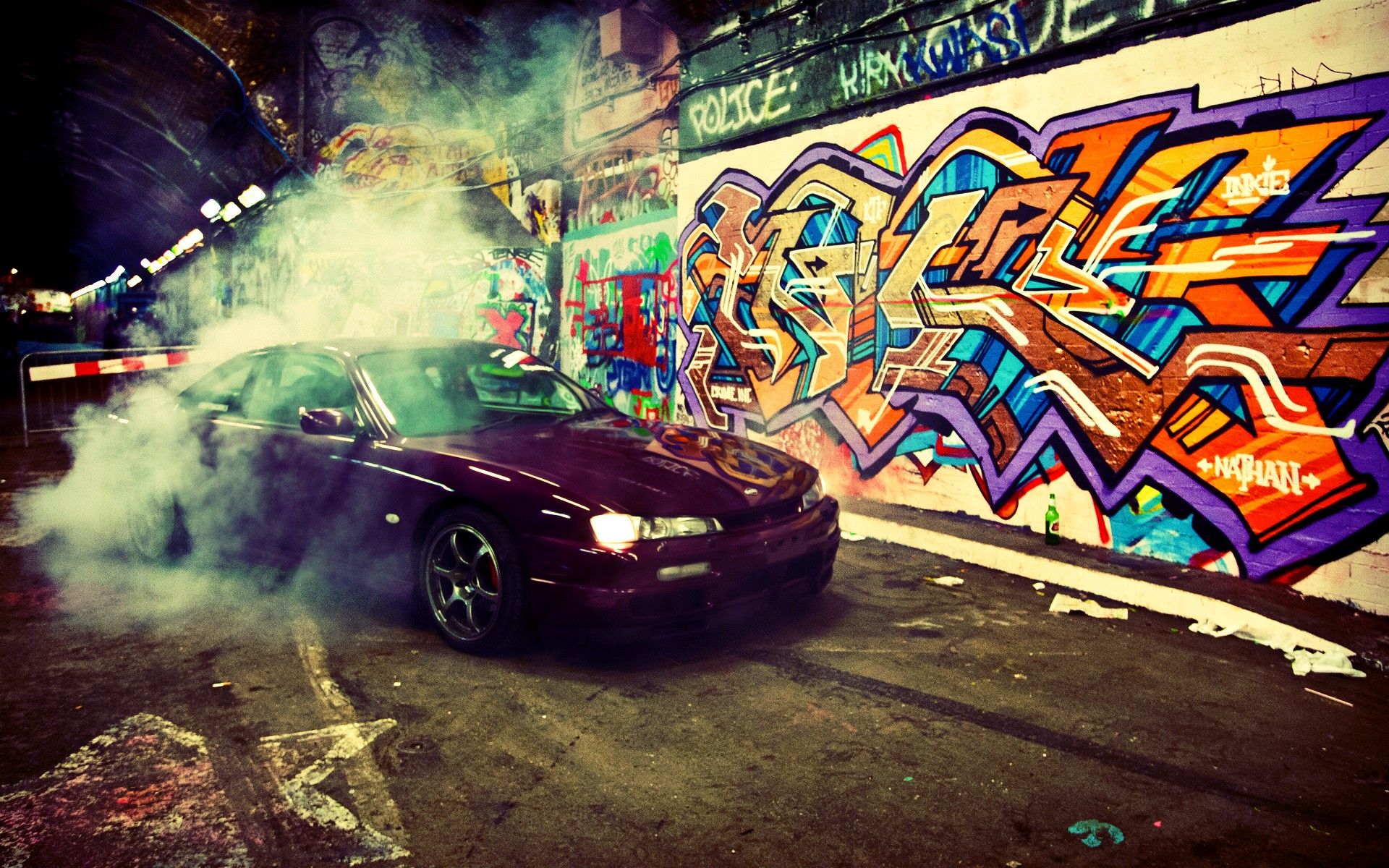 Drift Car Tyre Smoke Boys Wallpaper Mural