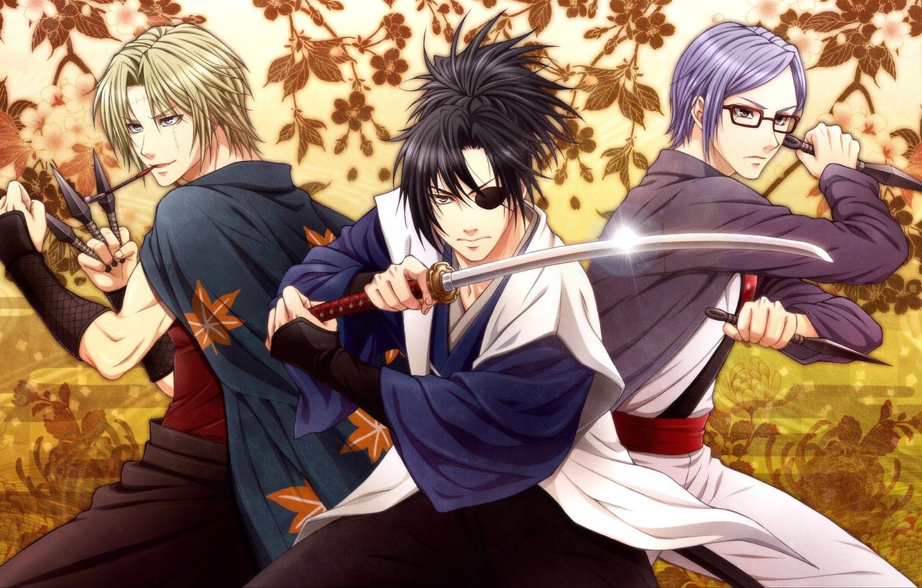 Wallpaper leaves, weapons, sword, guys .anime.goodfon.com