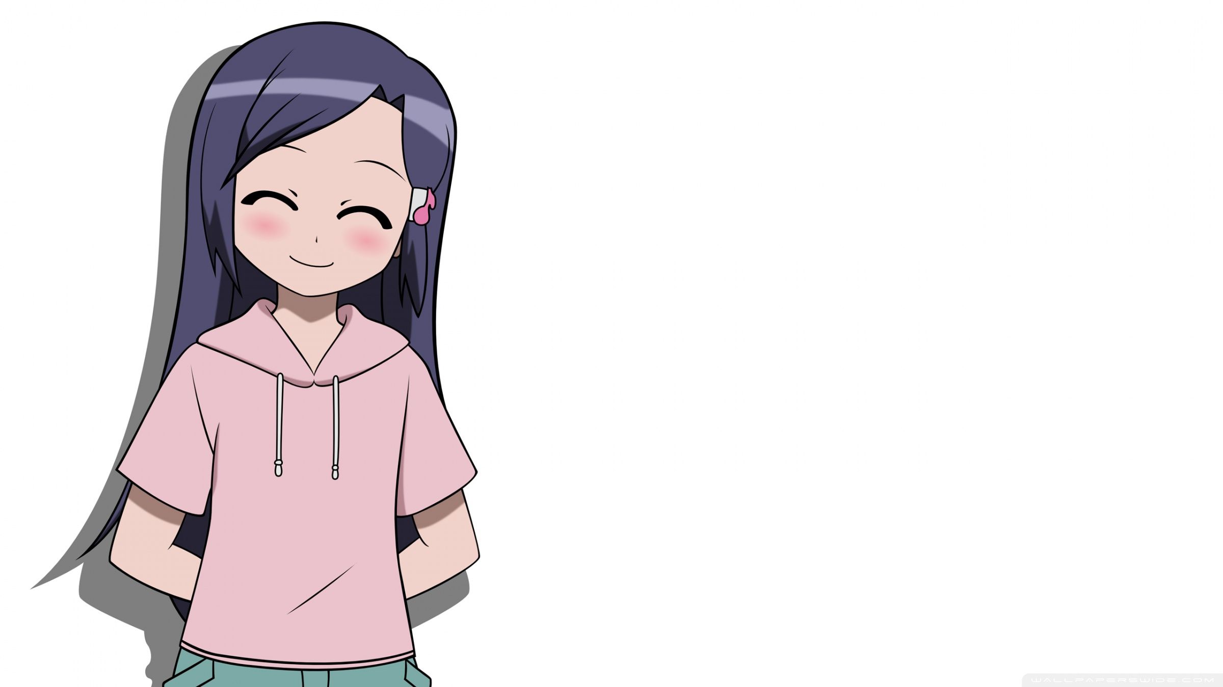 Happy Girl Anime White Background Ultra .wallpaperwide.com