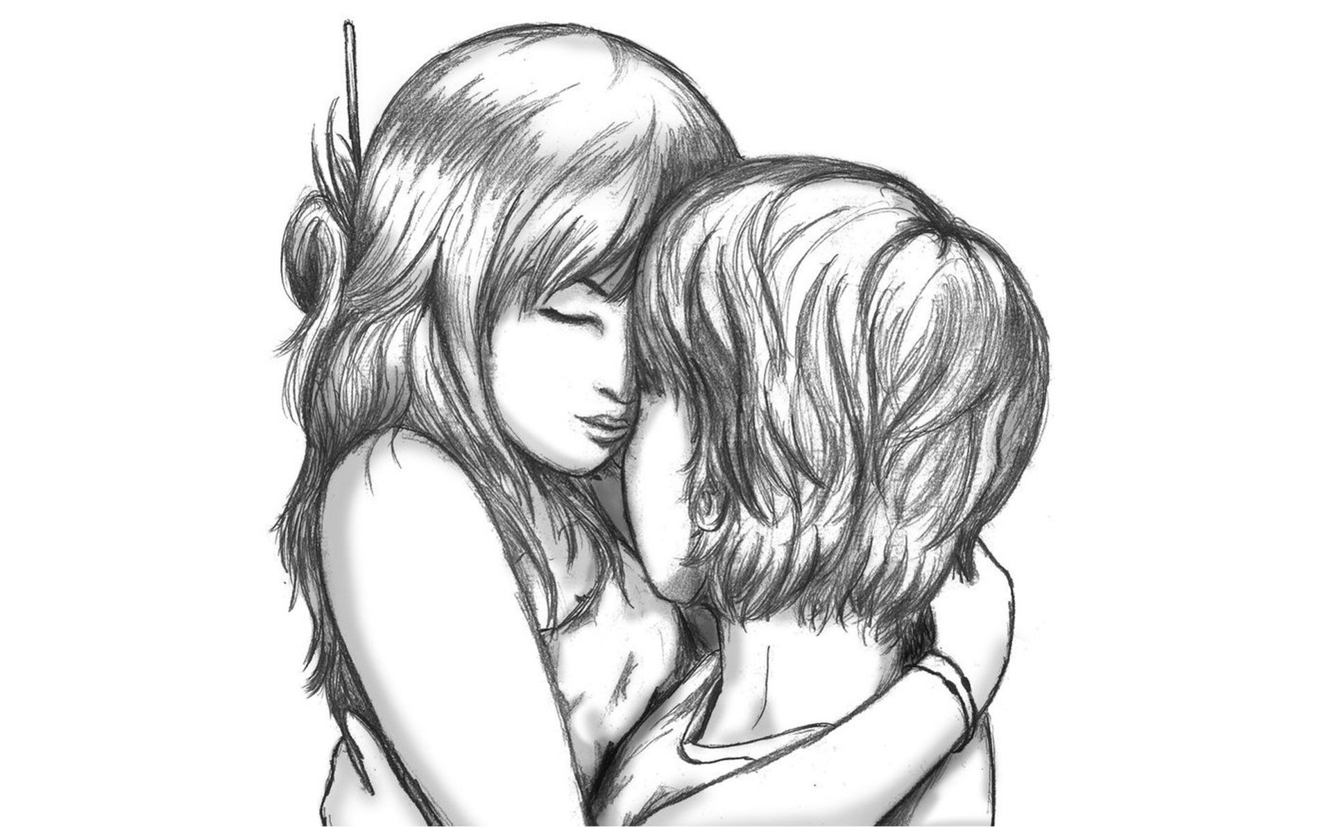 Cute Love Cartoon Image Sketch Cute Cartoon Love Couple And Girl Kissing Sketch