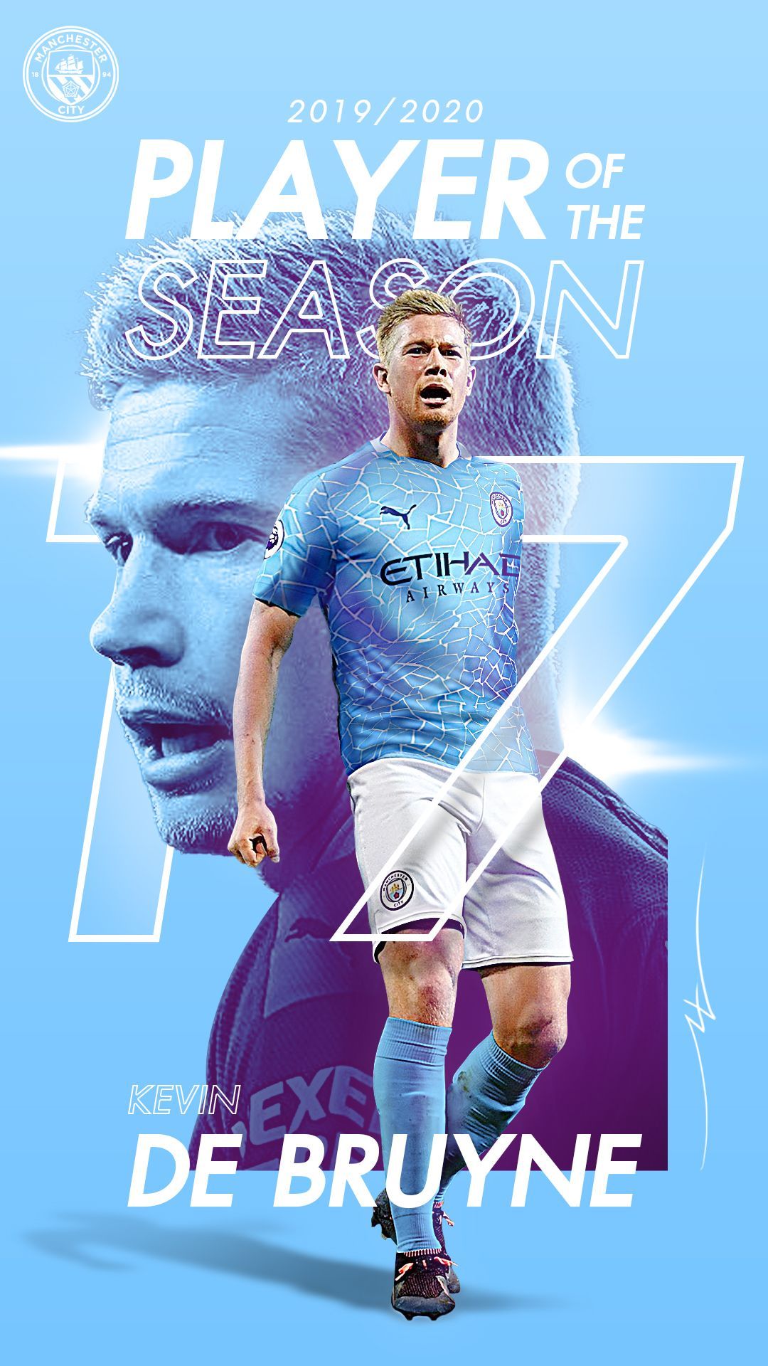 Kevin De Bruyne L Player Of The Season 2019 20 In 2021. Soccer Inspiration, Manchester City Logo, Sports Graphic Design