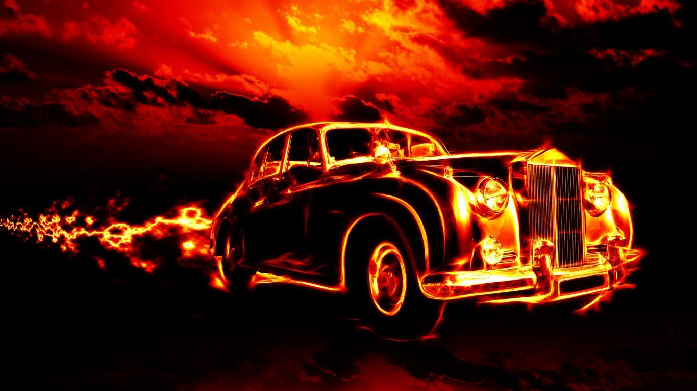 Fire Classic Car HD Wallpaperwallpaper13.com